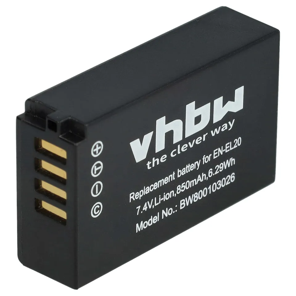 vhbw Batteria fotocamera Nikon EN-EL20 850mAh Li-Ion