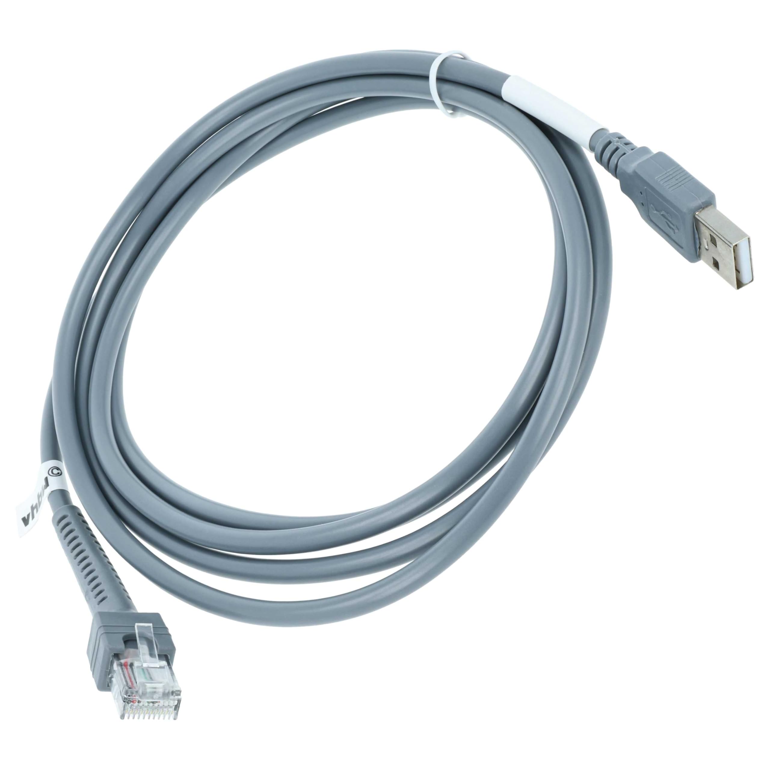 vhbw Cavo Dati USB 2.0 a RJ45 per Zebra DS2208 Grigio 2 m