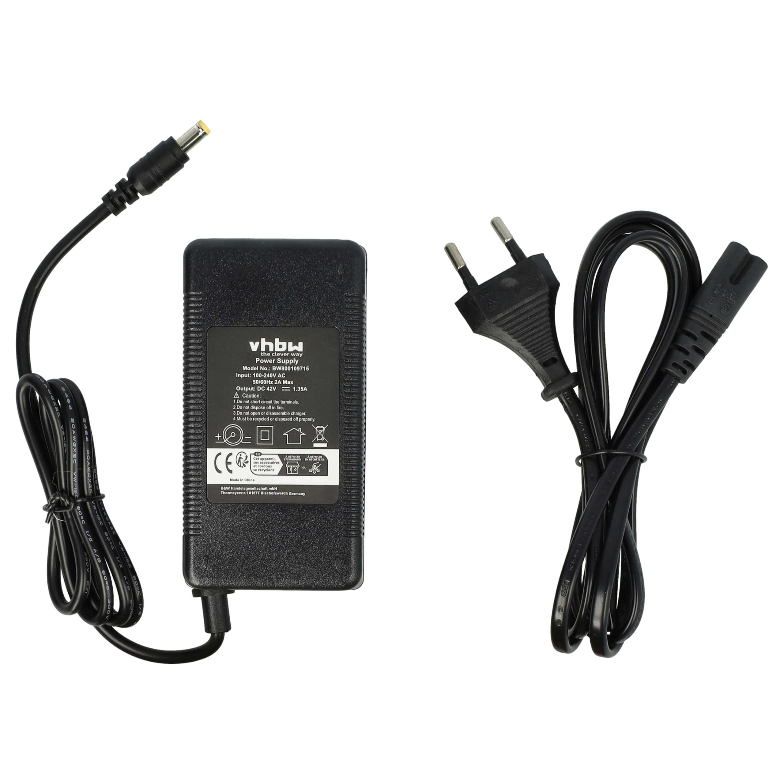 vhbw Caricabatterie per Bosch 1100 Connect Ebike 36V 60W