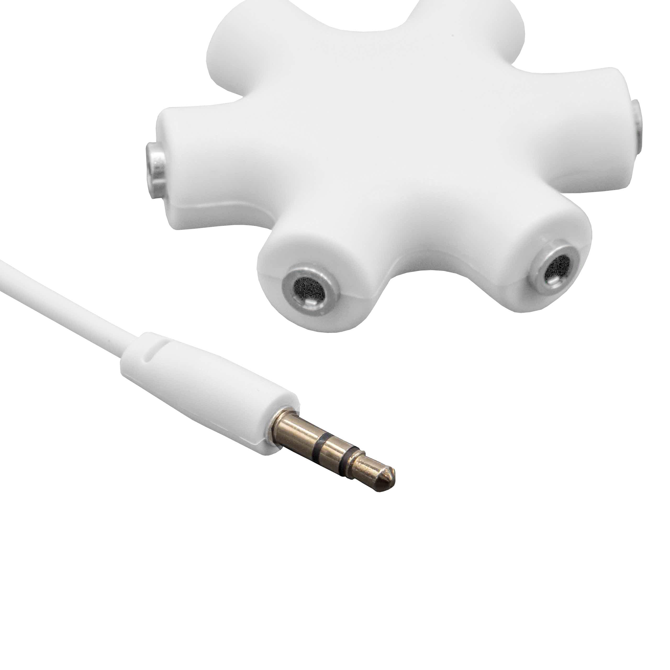 vhbw Splitter Audio 6 Uscite Jack 3,5mm Bianco con Cavo