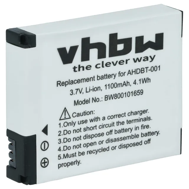 vhbw Batteria per GoPro HD Hero videocamera 1100mAh Li-Ion