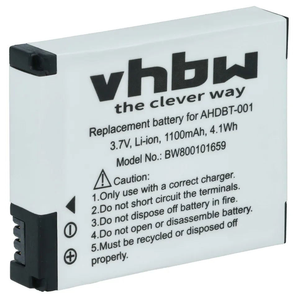 vhbw Batteria per GoPro HD Hero videocamera 1100mAh Li-Ion