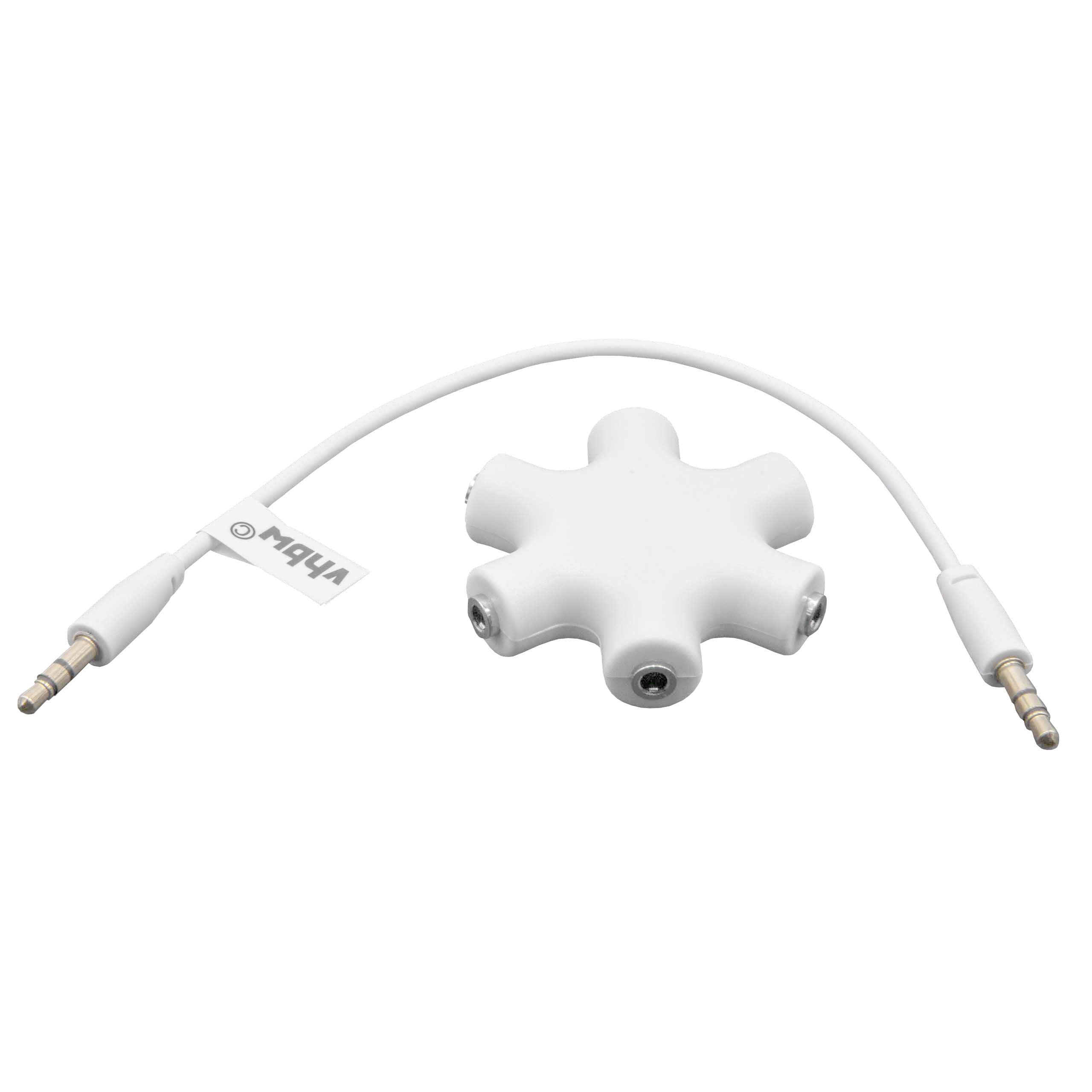 vhbw Splitter Audio 6 Uscite Jack 3,5mm Bianco con Cavo