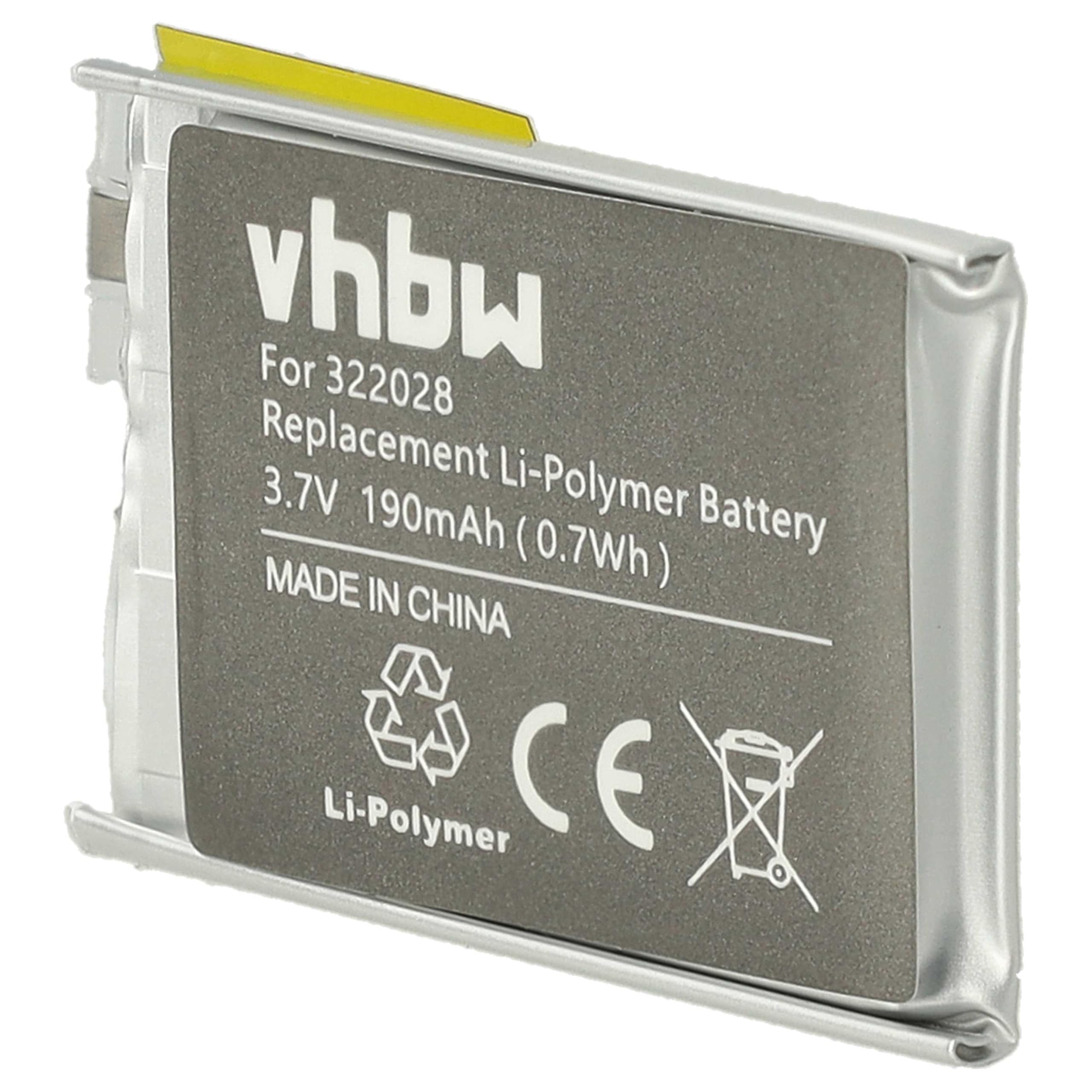 vhbw Batteria Smartwatch TomTom Golfer 1 190mAh Li-Poly