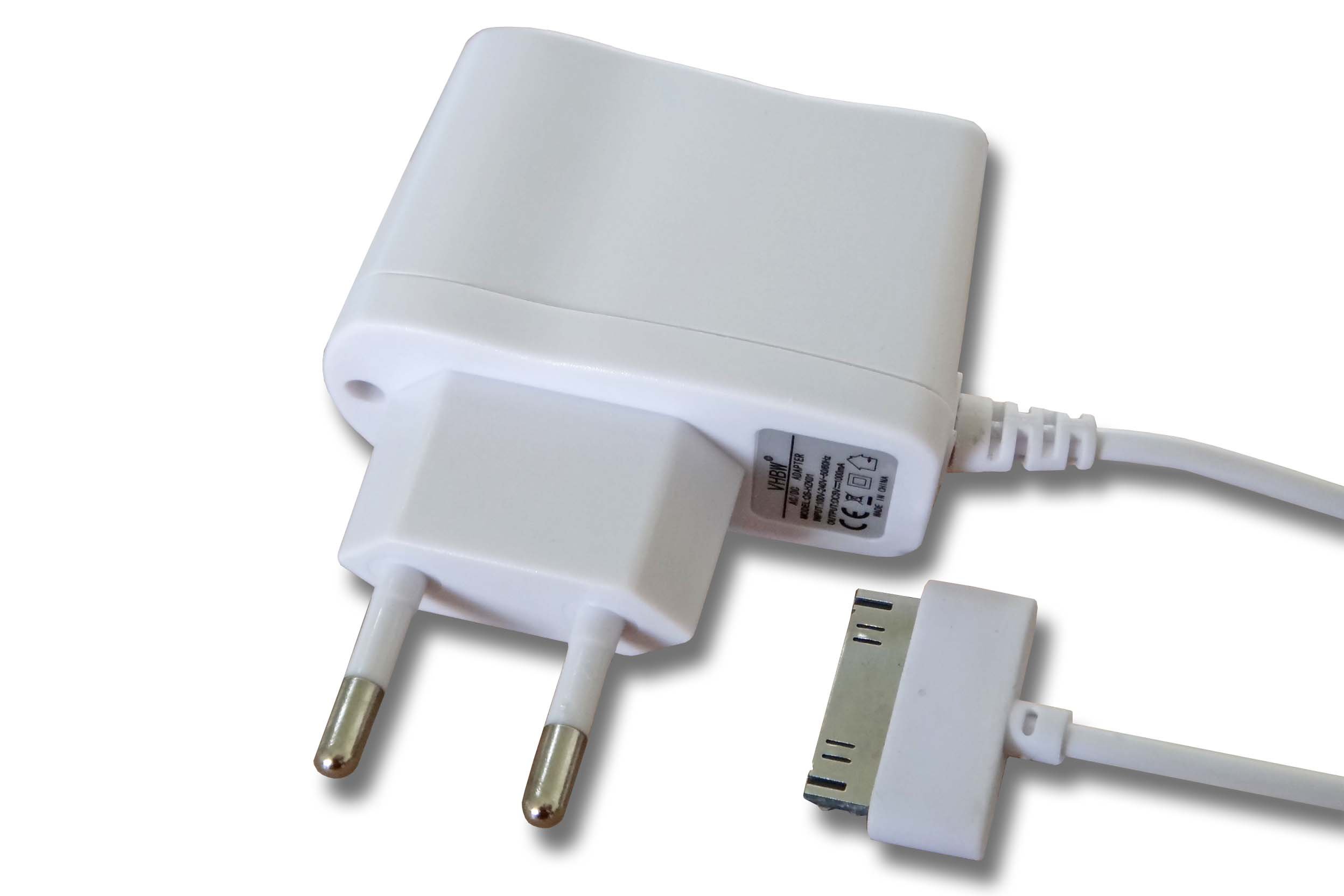 vhbw Caricabatterie iPhone 3GS connettore Dock 30 Pin bianco