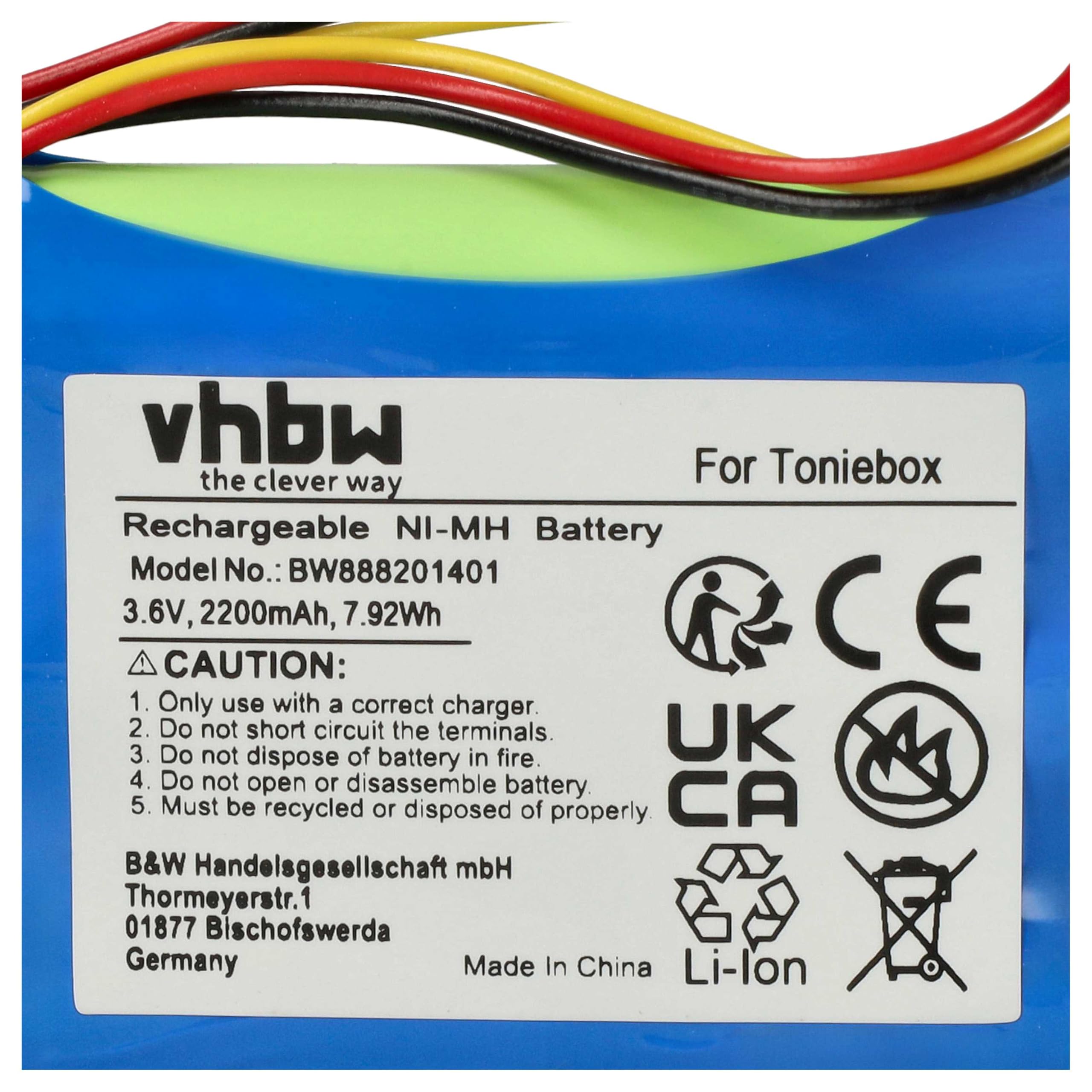 vhbw Batteria radio bambini per tonies Toniebox 2200mAh NiMH