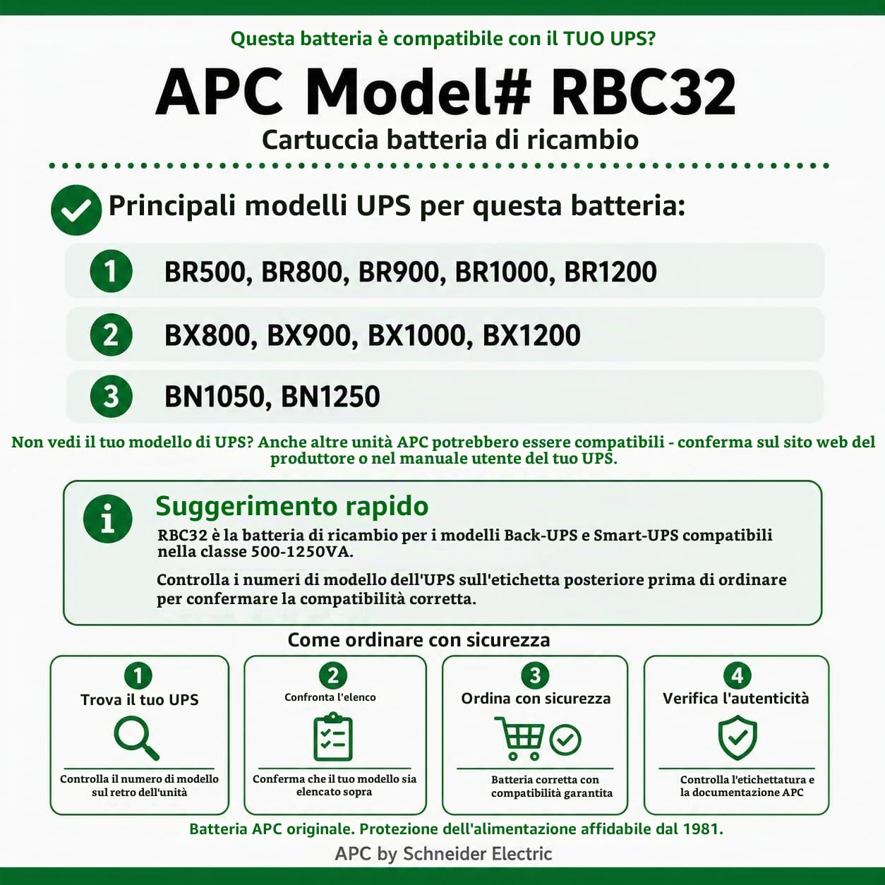 APC RBC32 Batteria UPS 24V Piombo 7Ah