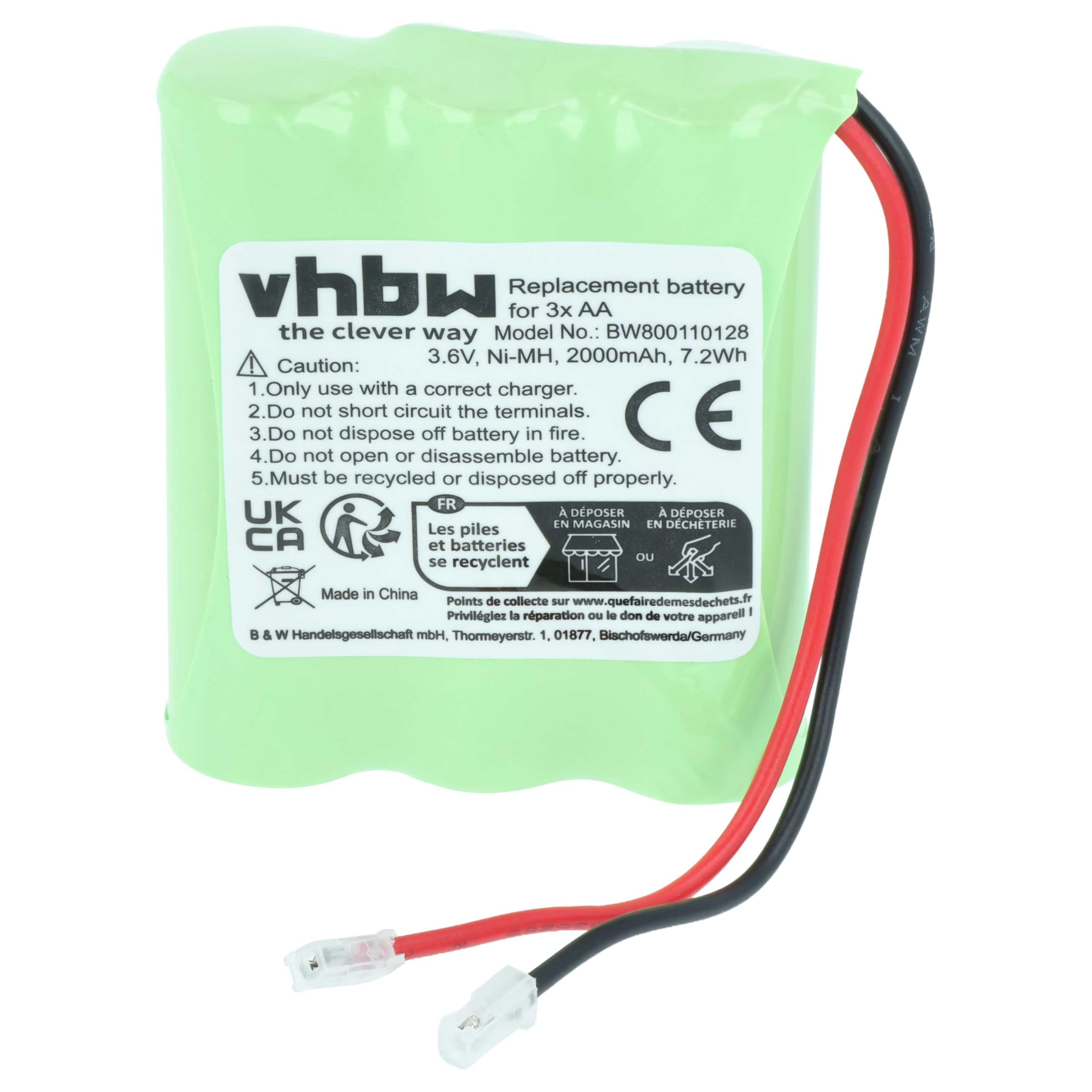 vhbw Batteria 3x AA 2000mAh 3,6V NiMH ricaricabile