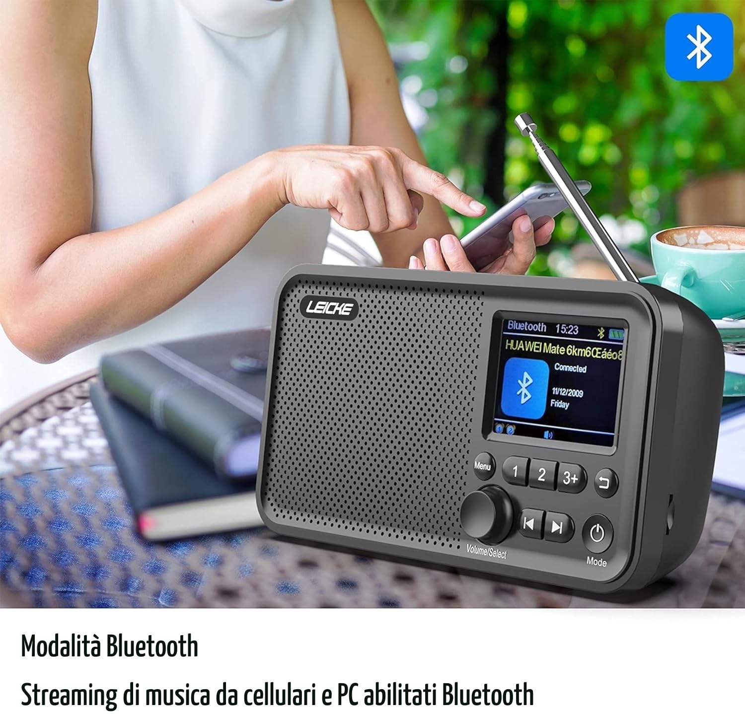 Leicke Radio DAB+ FM Bluetooth Portatile 2000 mAh Display