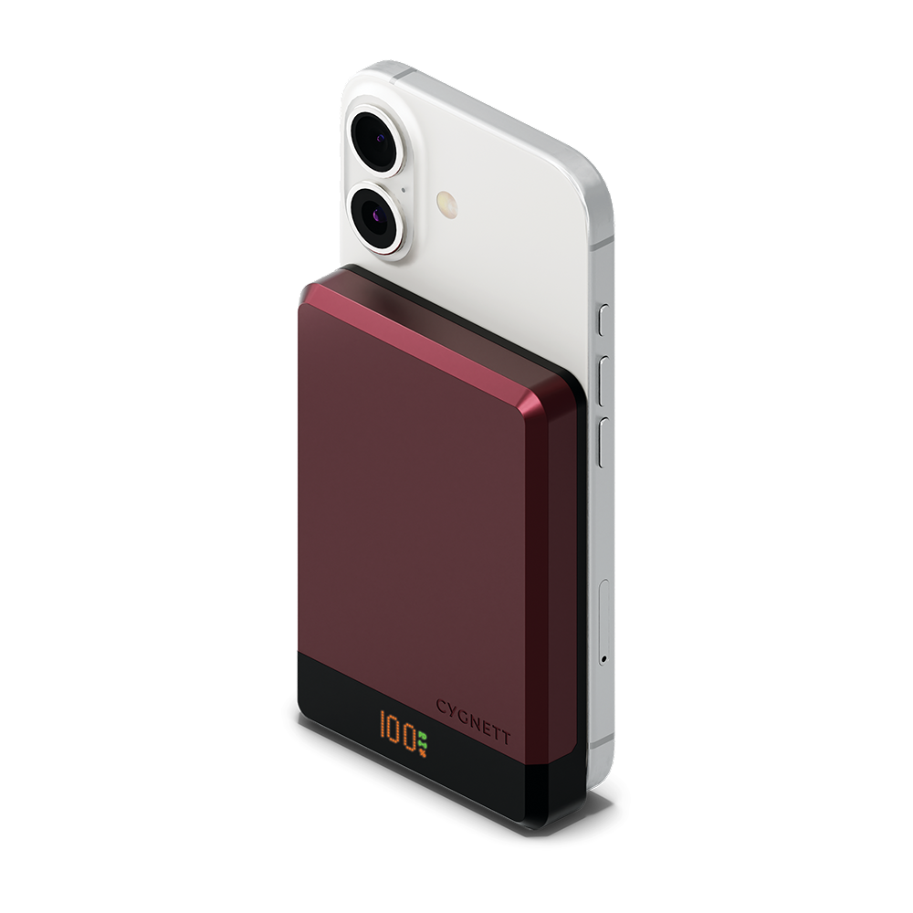 Cygnett MagSlim power bank wireless magnetico 10000mAh cherry