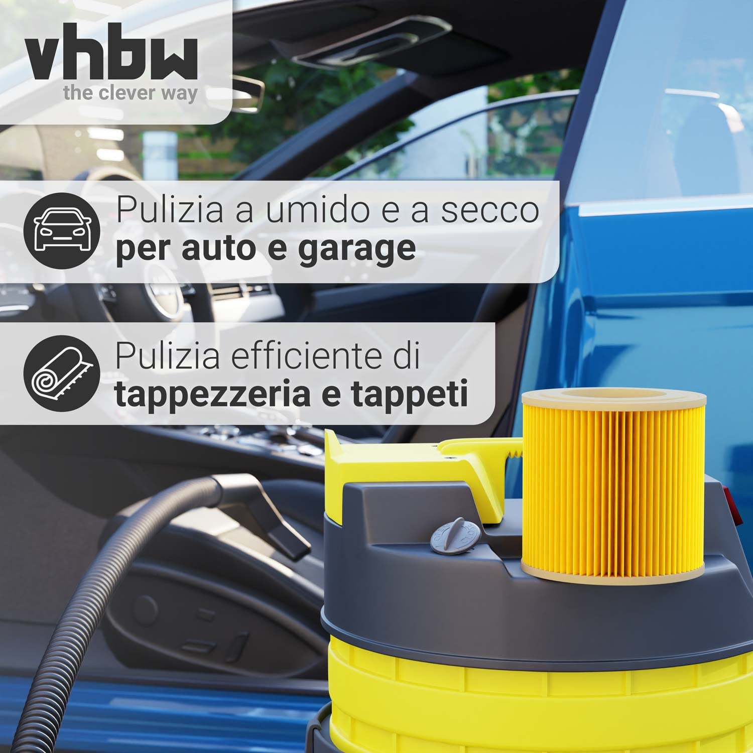 vhbw Filtro pieghe piatte Kärcher WD 3.200 aspirapolvere giallo F9