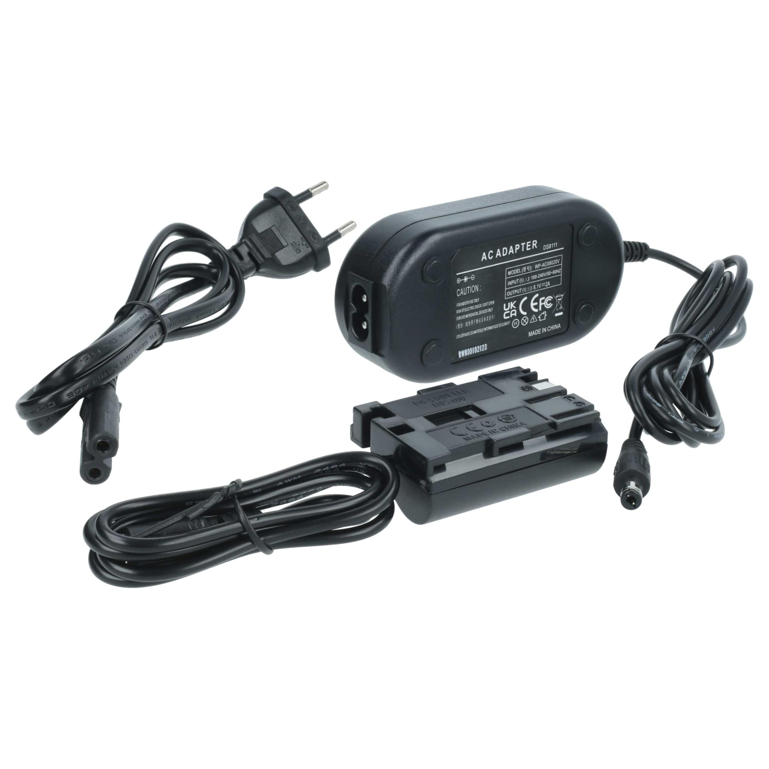vhbw Alimentatore 2m + Accoppiatore DC per Canon EOS studio