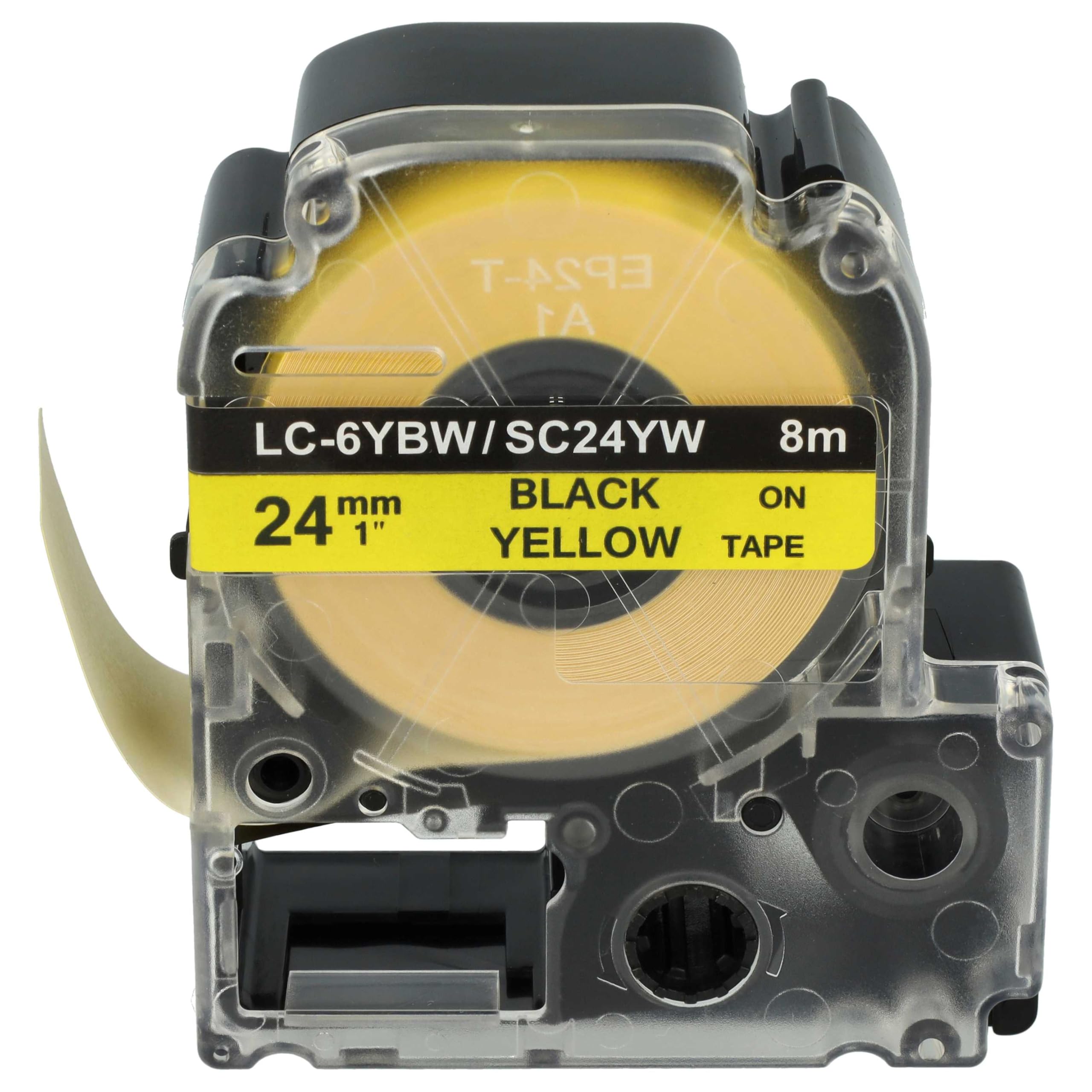 vhbw cassetta nastro 24mm nero su giallo per KingJim