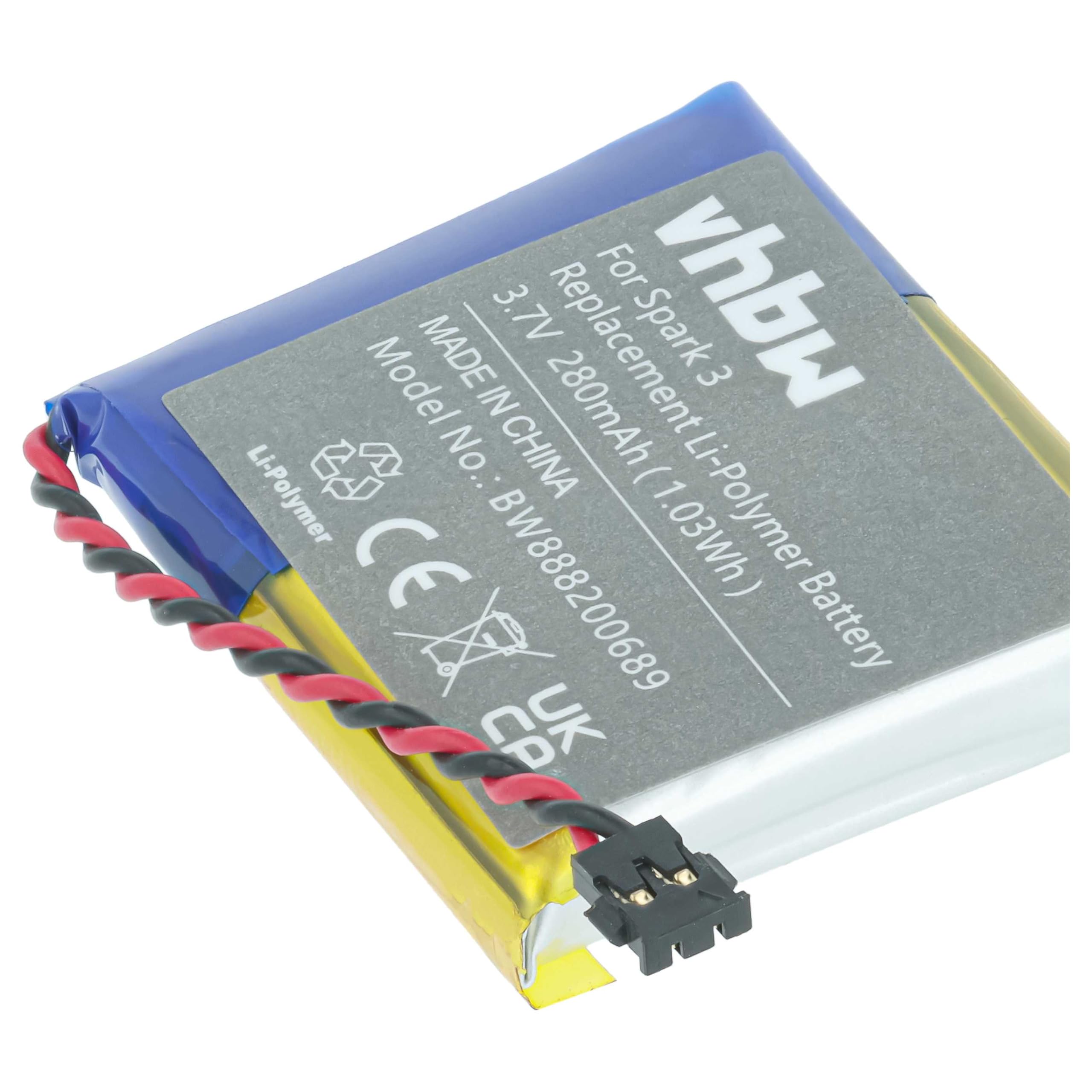 vhbw AHB332824HPS batteria smartwatch TomTom Runner 280mAh
