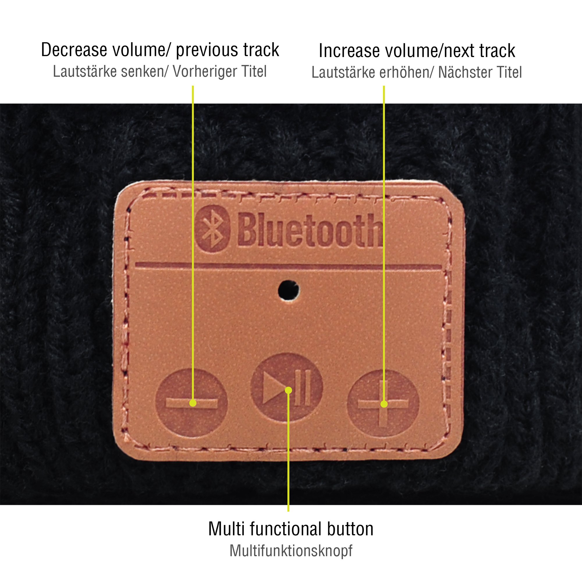 Leicke Beanie berretto cuffie bluetooth nero con microfono