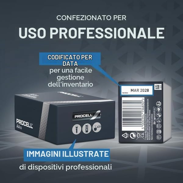 Duracell Procell AA pile alcaline stilo 50 pezzi lunga durata