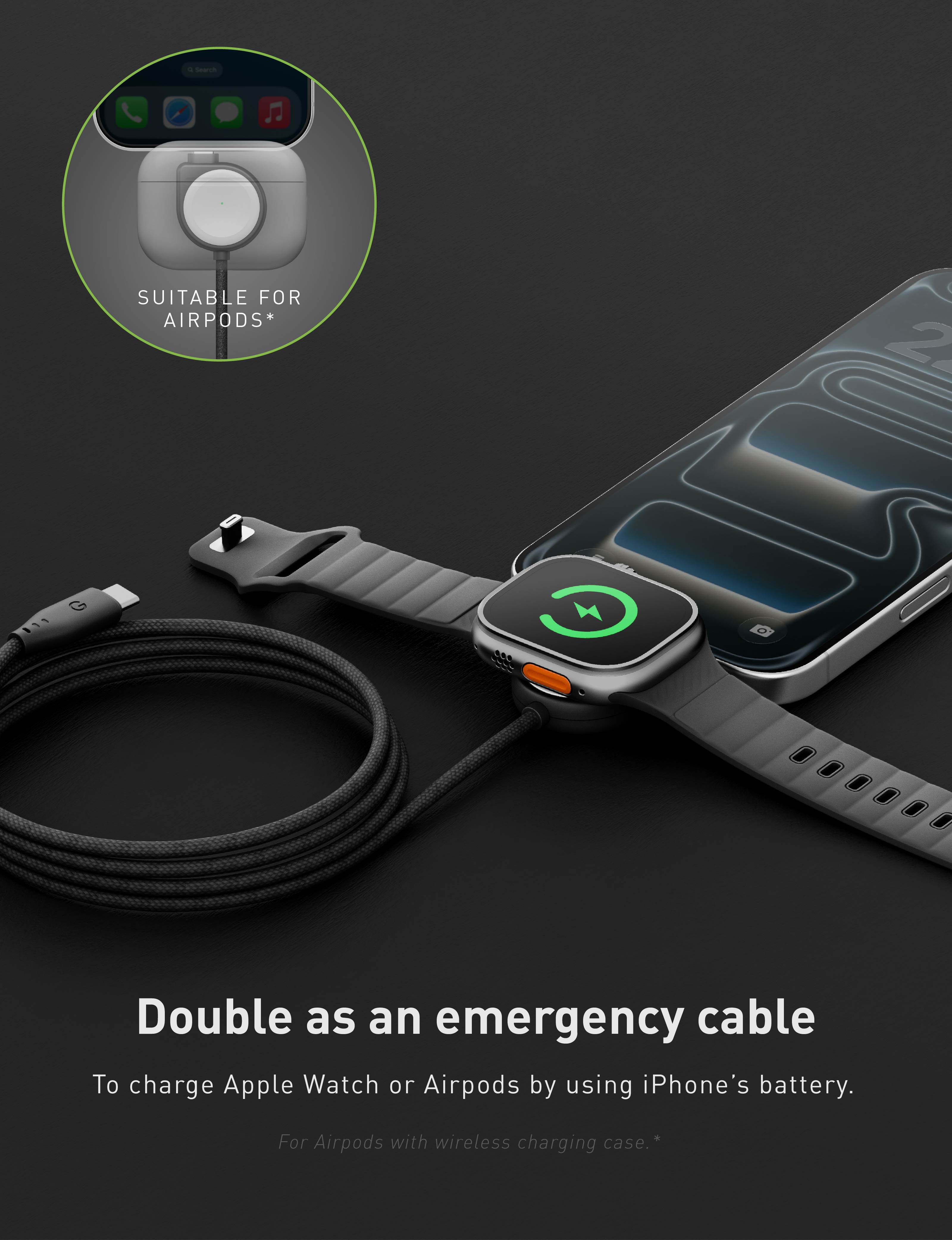 Energea Flow Duo Watch cavo Apple Watch USB-C Dark Cherry