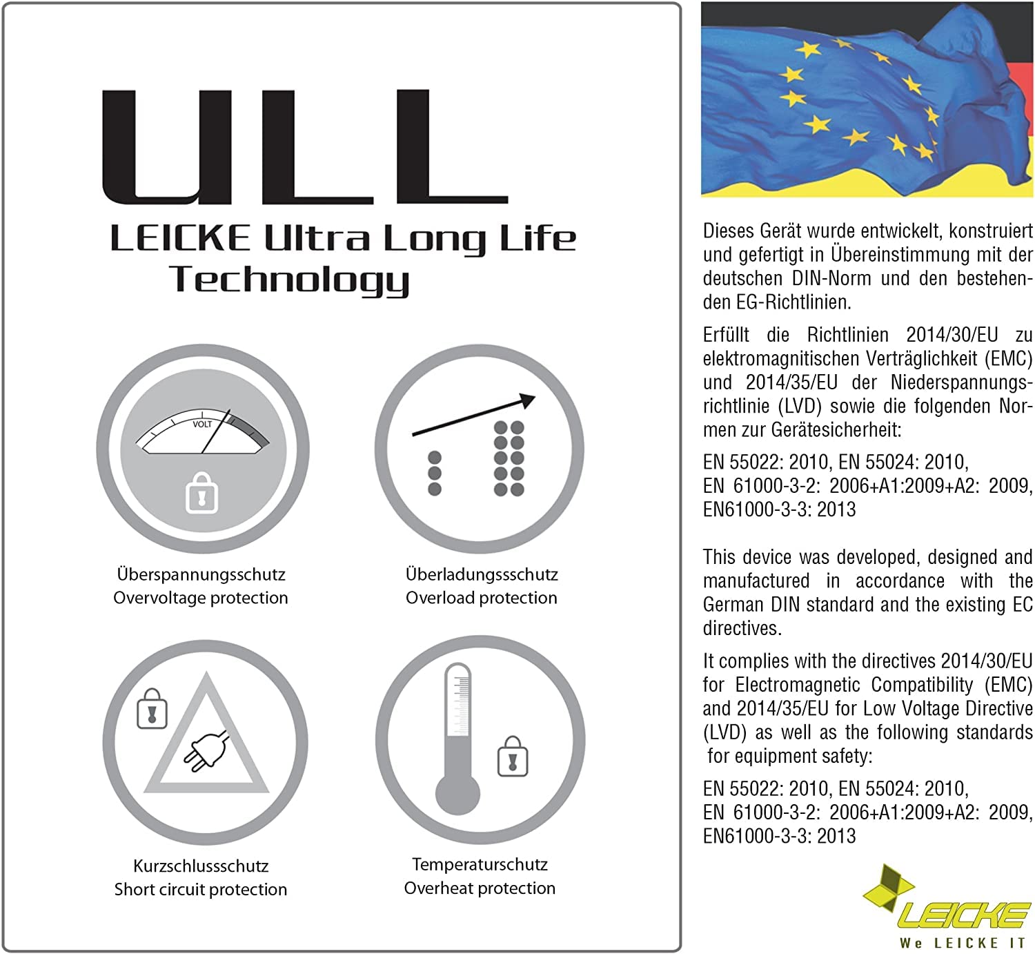 Leicke Alimentatore Universale 9V 3A 27W Spina EU