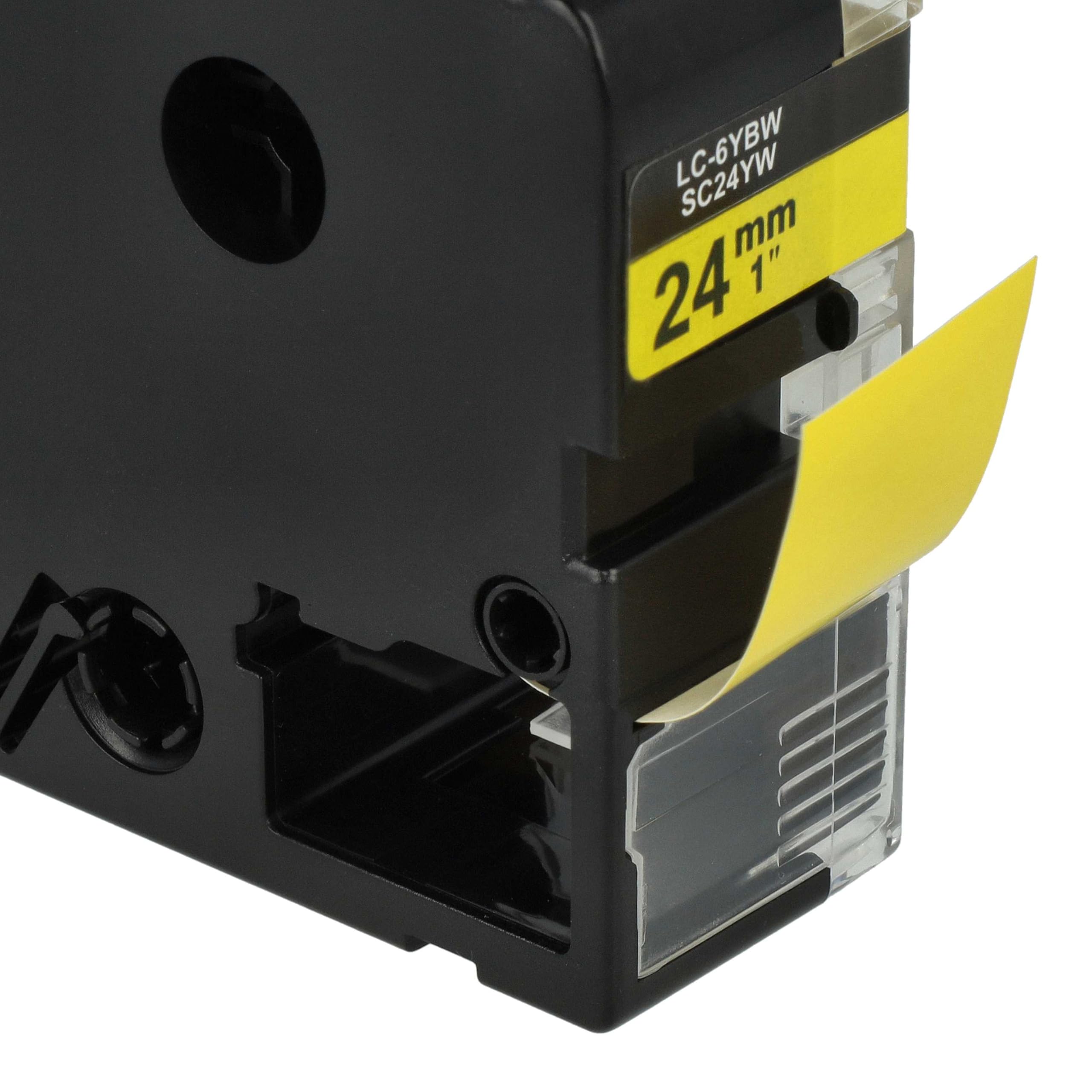 vhbw cassetta nastro 24mm nero su giallo per KingJim