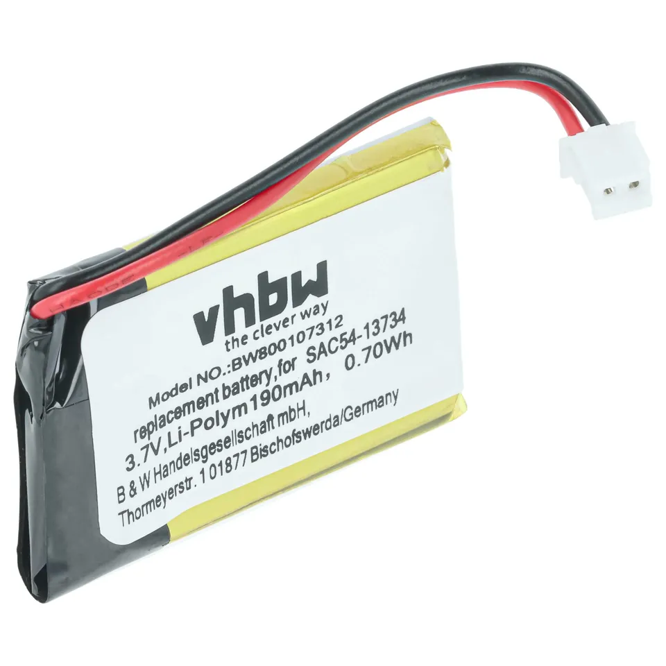 vhbw SAC54-13734 batteria collare 190mAh 3,7V