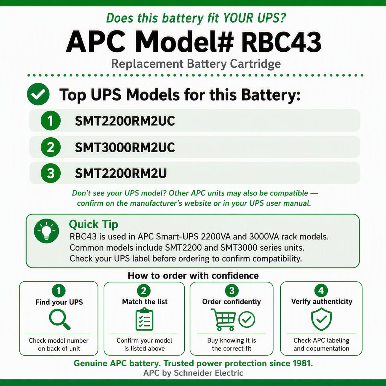 APC RBC43 batteria UPS 48V 10Ah Smart-UPS hot-swap