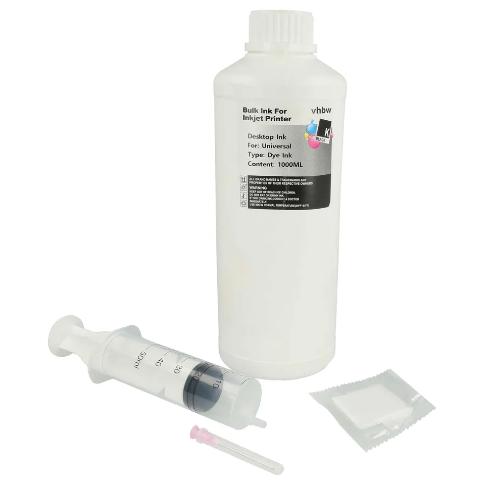 vhbw Inchiostro Dye Nero 1000ml ricarica cartucce