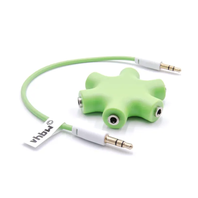 vhbw Splitter audio 6 uscite sdoppiatore jack verde con cavo