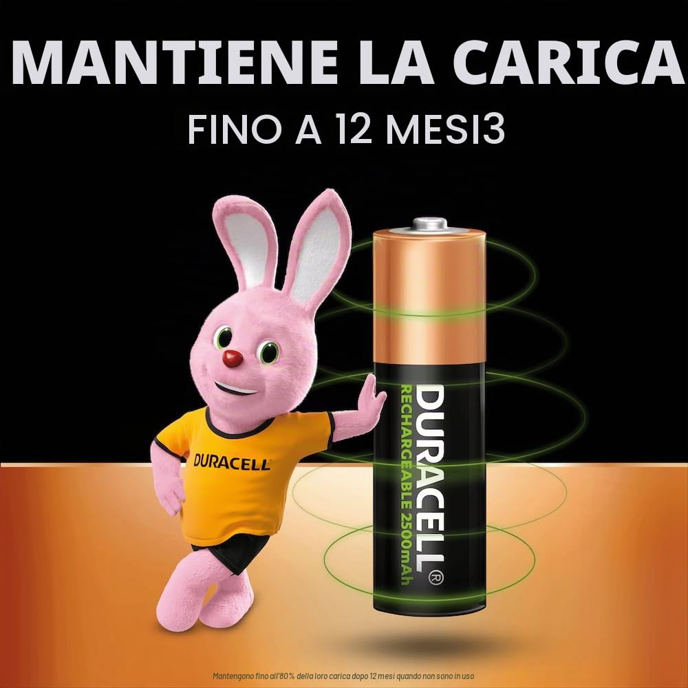 Duracell Rechargeable pile stilo AA 2500mAh 4 pezzi