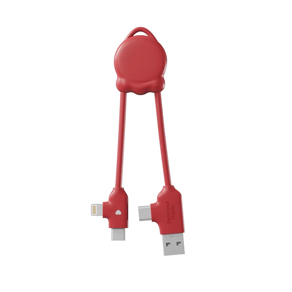 Xoopar OctoMini Cavo Multi USB 4 in 1 Rosso Portachiavi