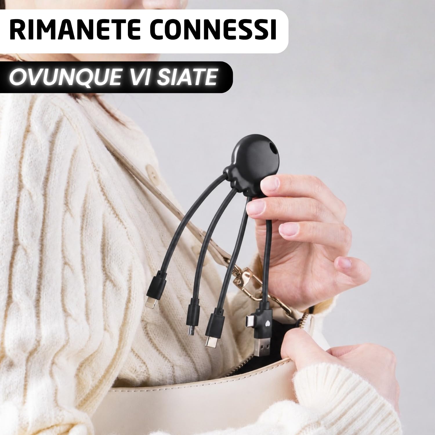 Xoopar Octopus Cavo Multi USB 4in1 plastica oceano nero