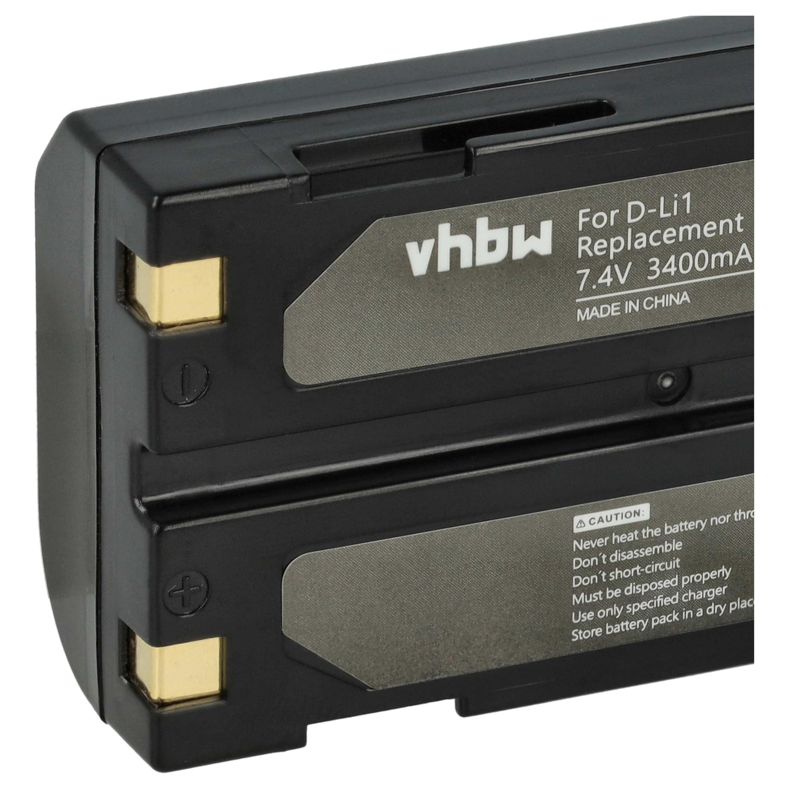 vhbw D-Li1 batteria fotocamera 3400mAh 7,4V