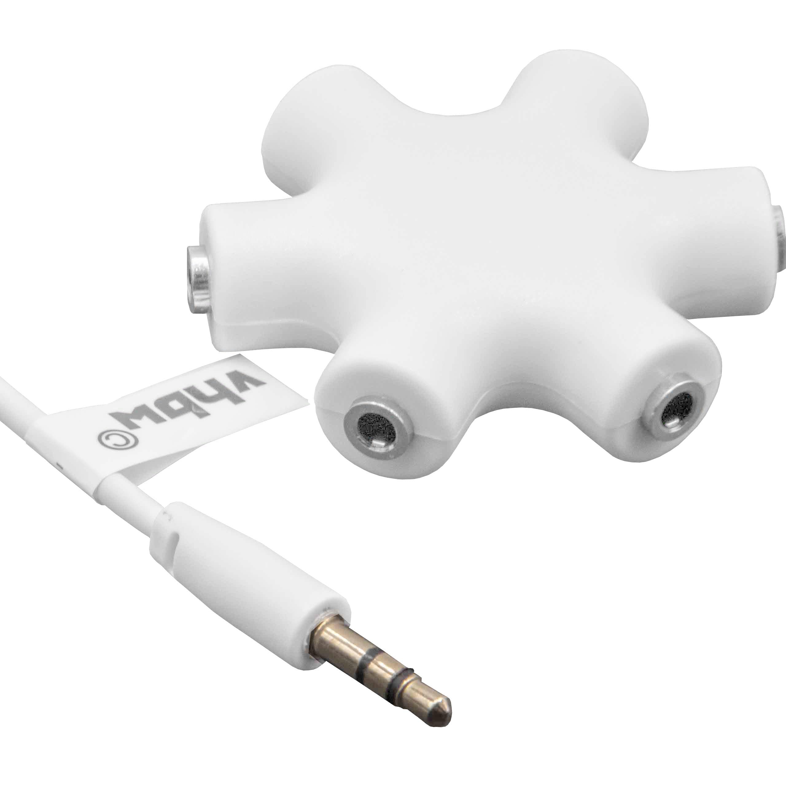 vhbw Splitter Audio 6 Uscite Jack 3,5mm Bianco con Cavo