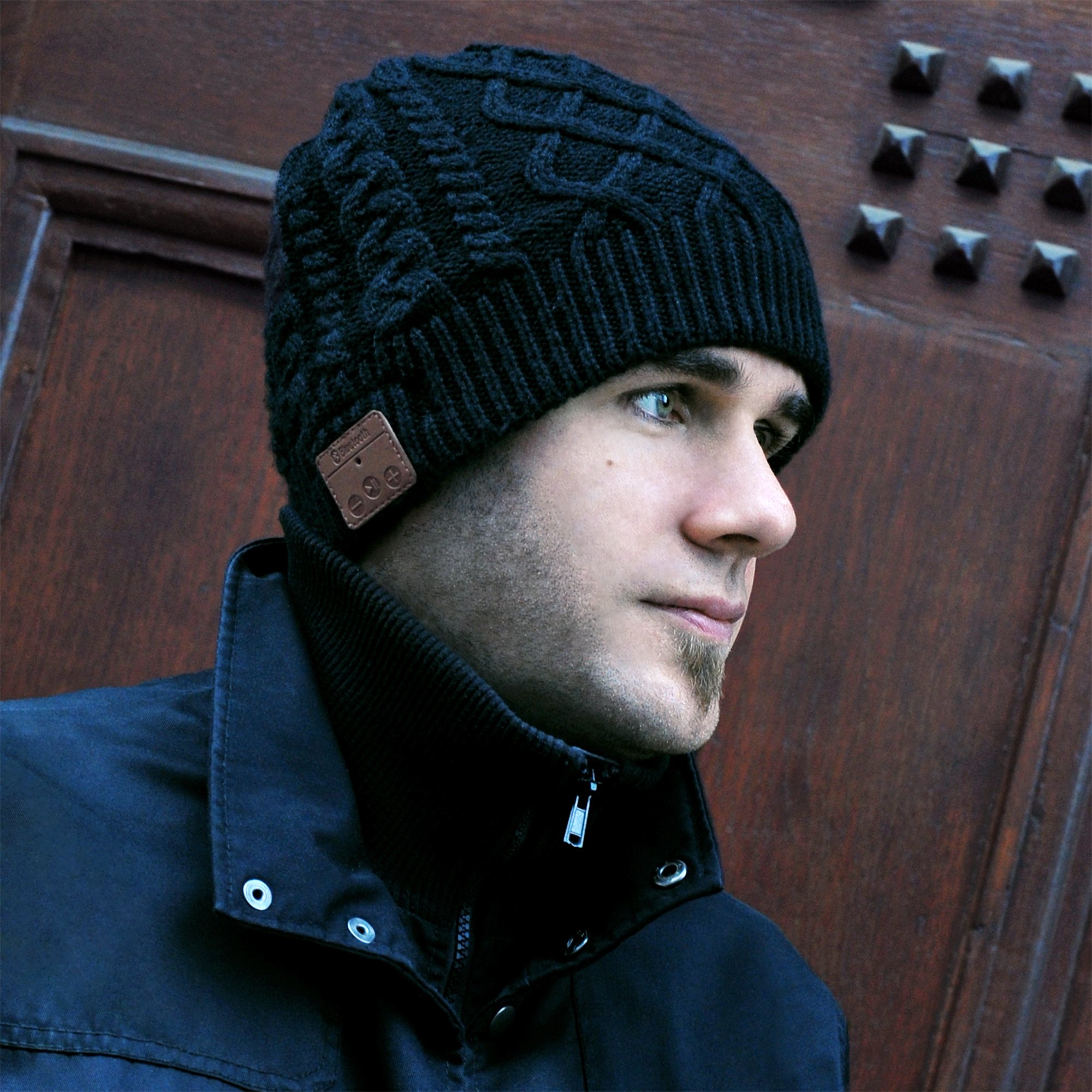 Leicke Beanie berretto cuffie bluetooth nero con microfono