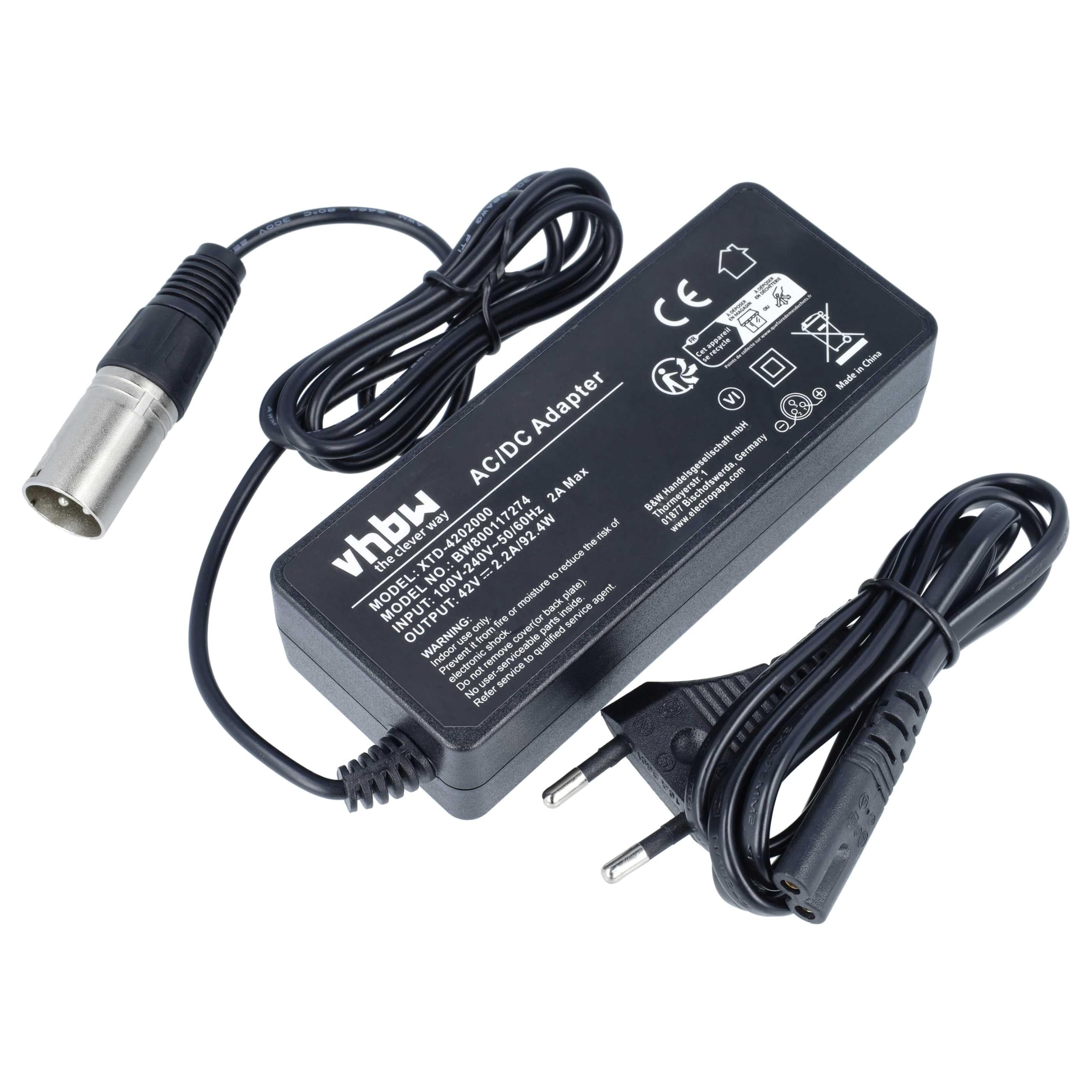 vhbw Caricabatterie per Ebike 36V Li-Ion 100W 42V