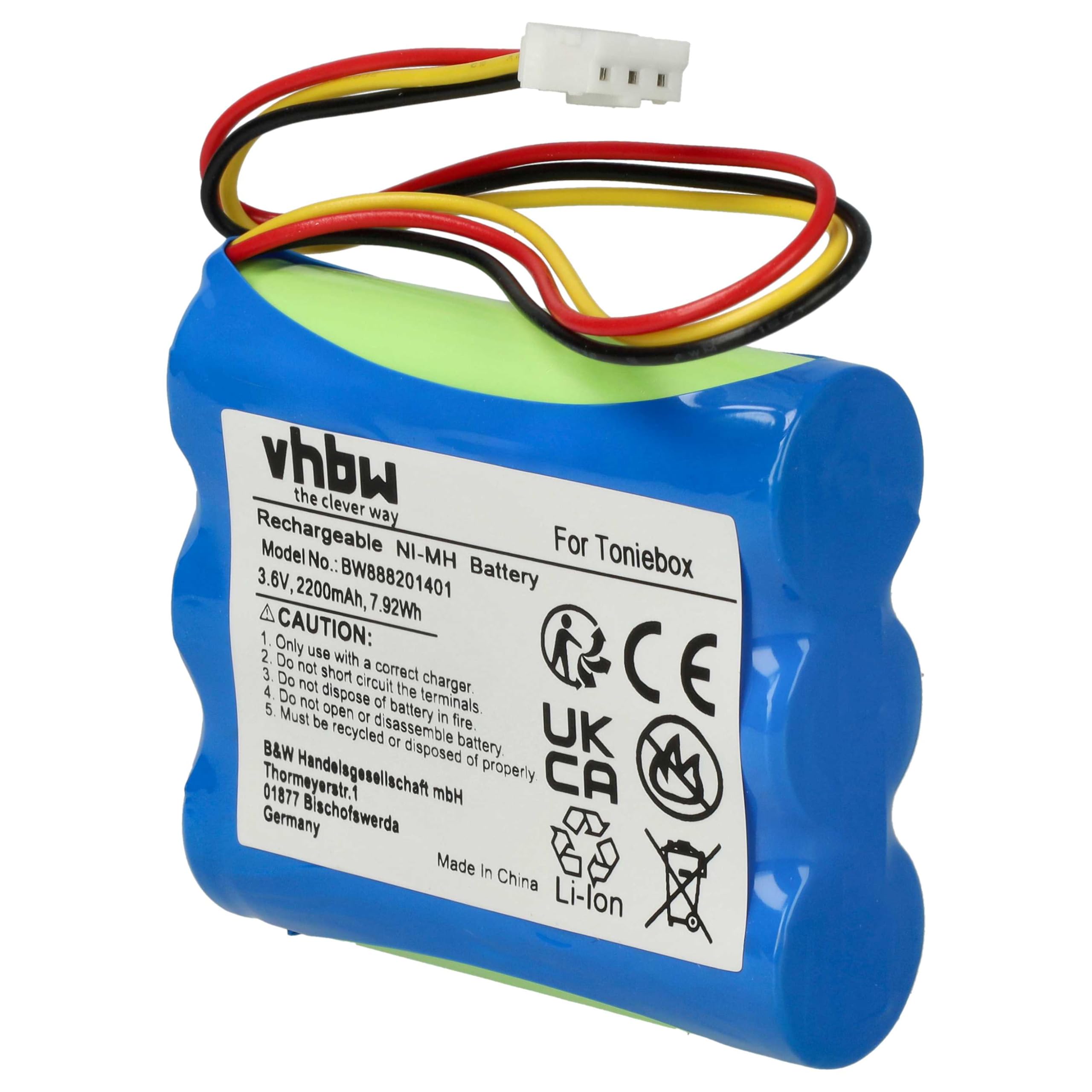 vhbw Batteria radio bambini per tonies Toniebox 2200mAh NiMH