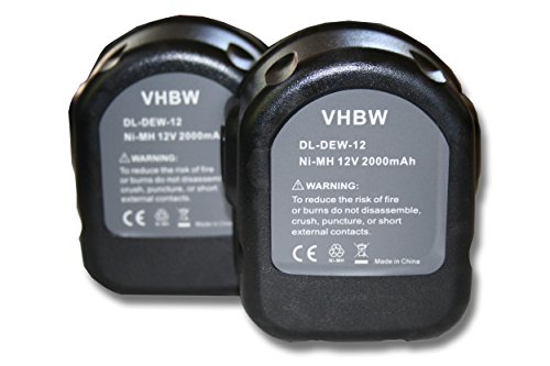 vhbw DC9071 2x Batteria per Dewalt Utensili 12V 2000mAh