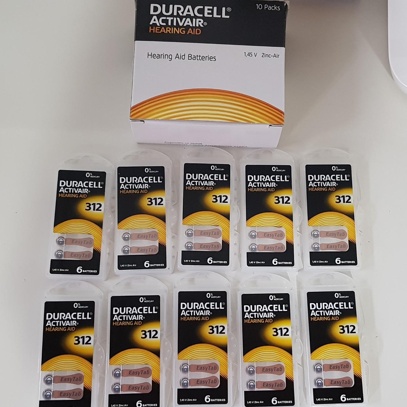Duracell Easytab 312 Batterie Apparecchi Acustici 60 Pezzi Zinco-Aria