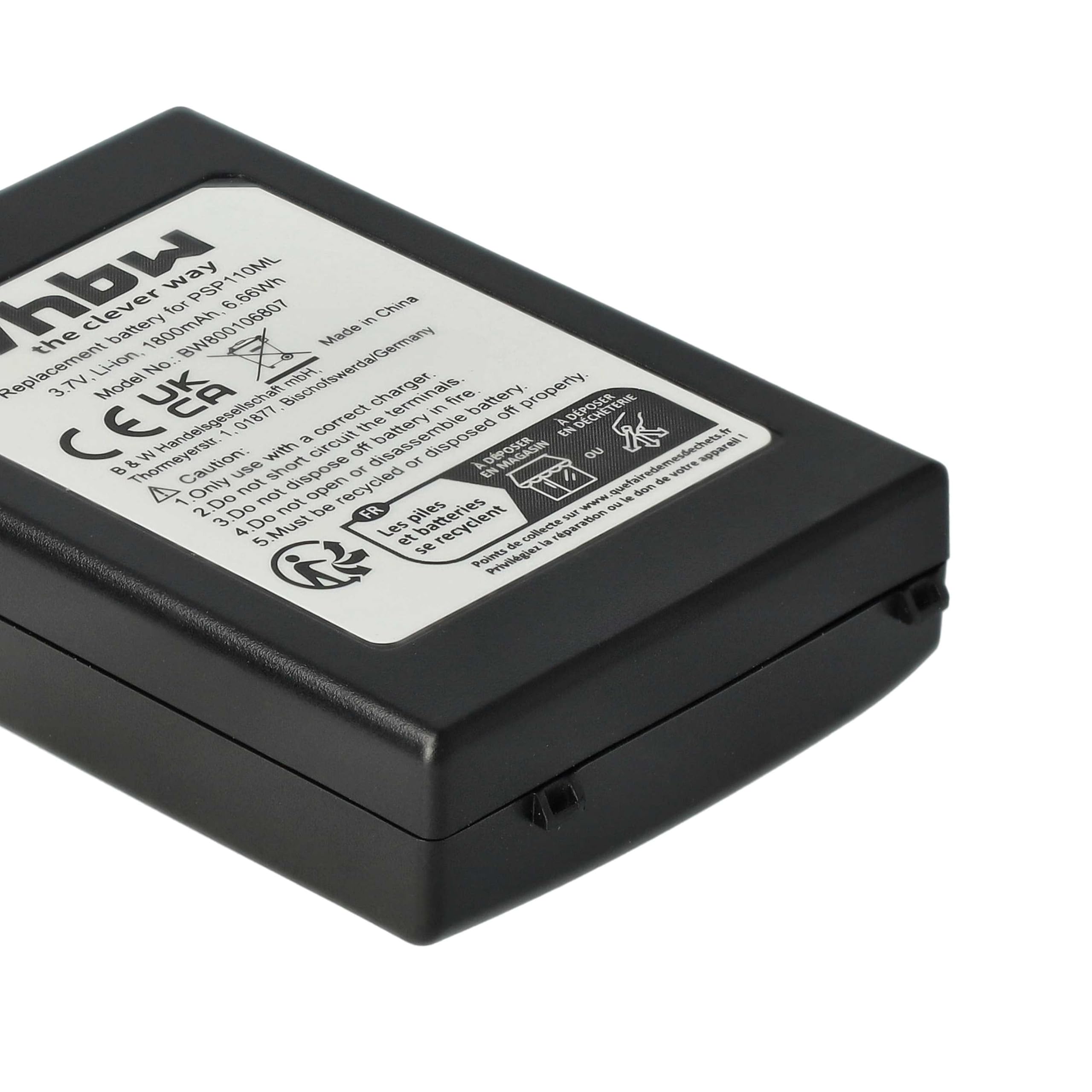 vhbw Batteria PSP-110 1800mAh per PSP-1000 nera litio