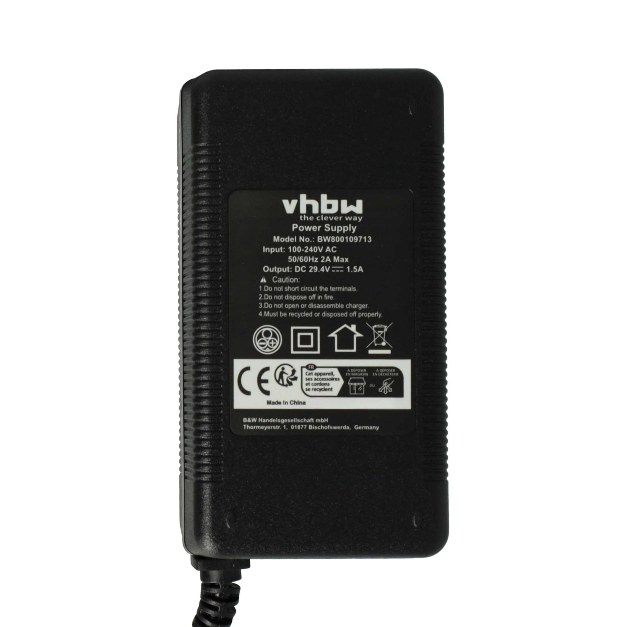 vhbw Caricabatterie HP1202L2 per e-bike 29,4V 52W