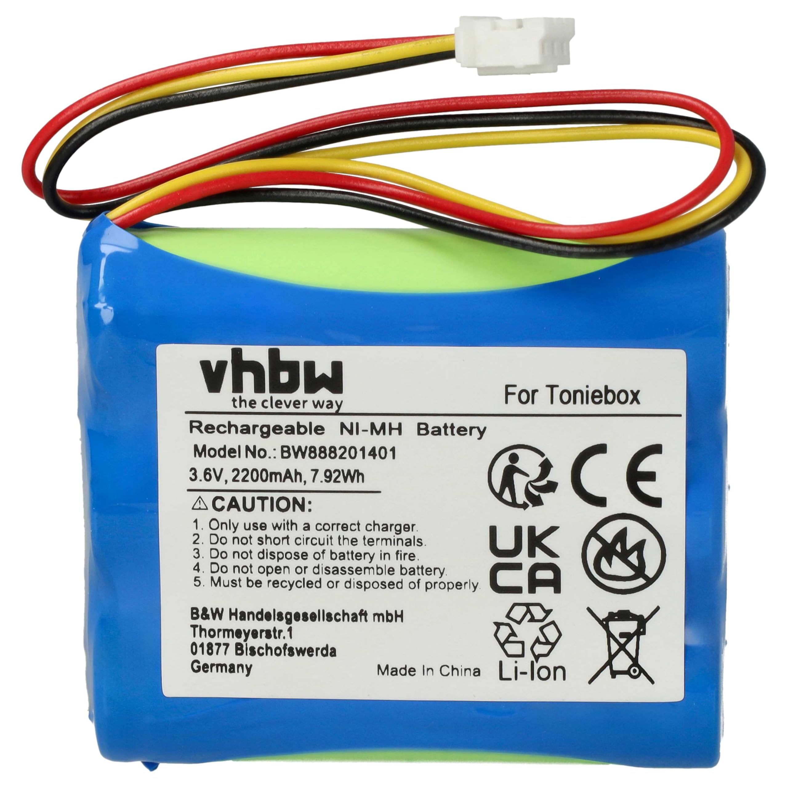 vhbw Batteria radio bambini per tonies Toniebox 2200mAh NiMH