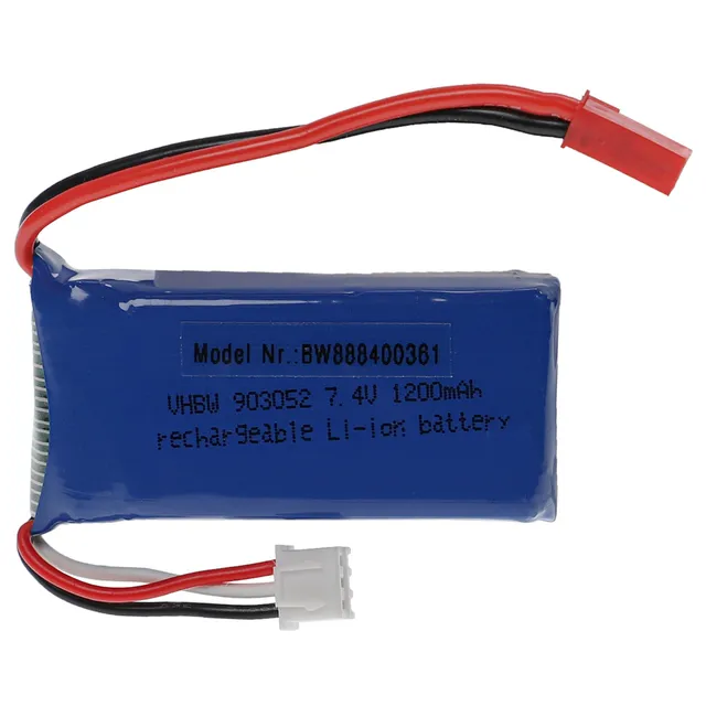 vhbw Batteria RC BEC 1200mAh 7,4V Li-Poly 57x29x20mm