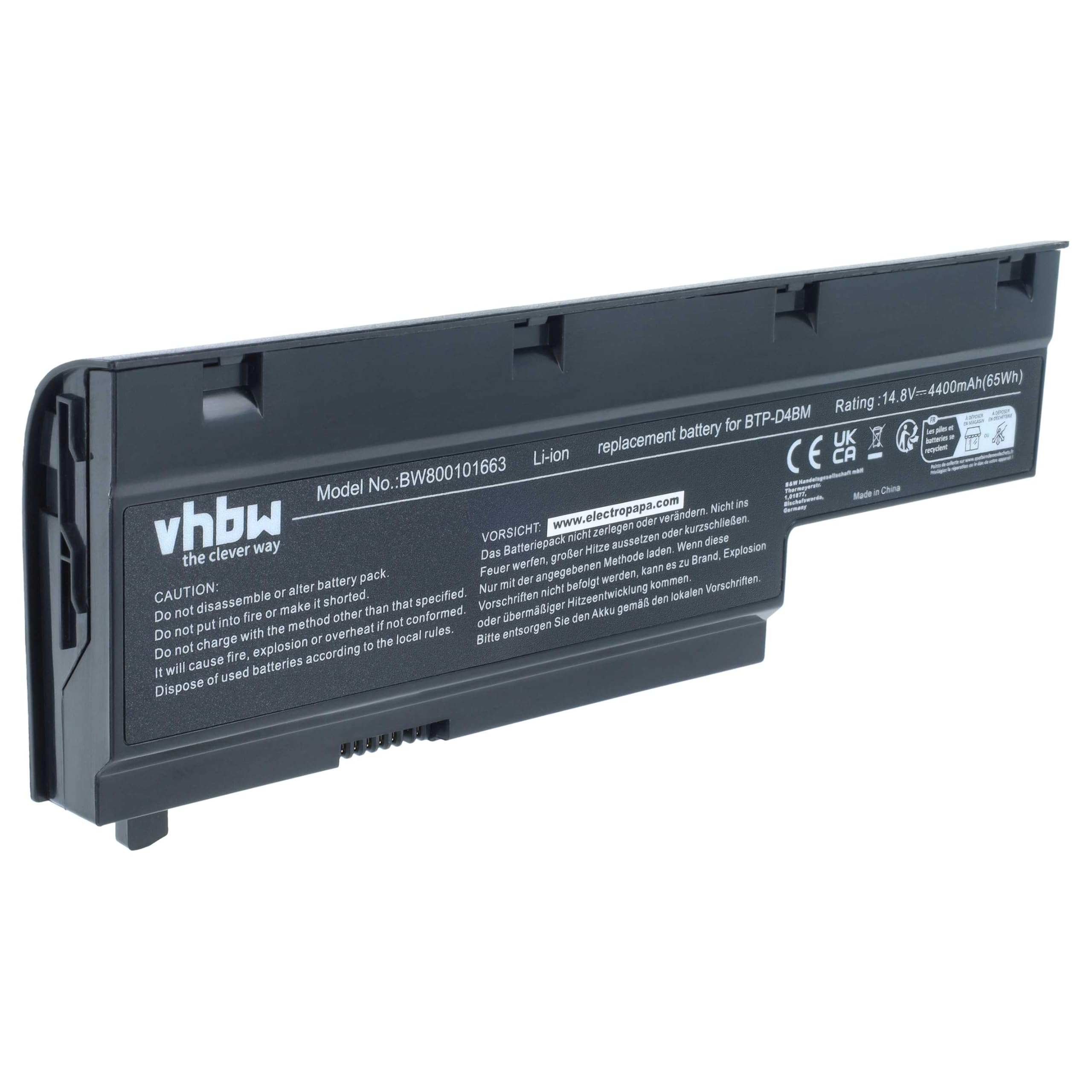 vhbw Batteria per Medion Akoya E7212 4400mAh Li-Ion