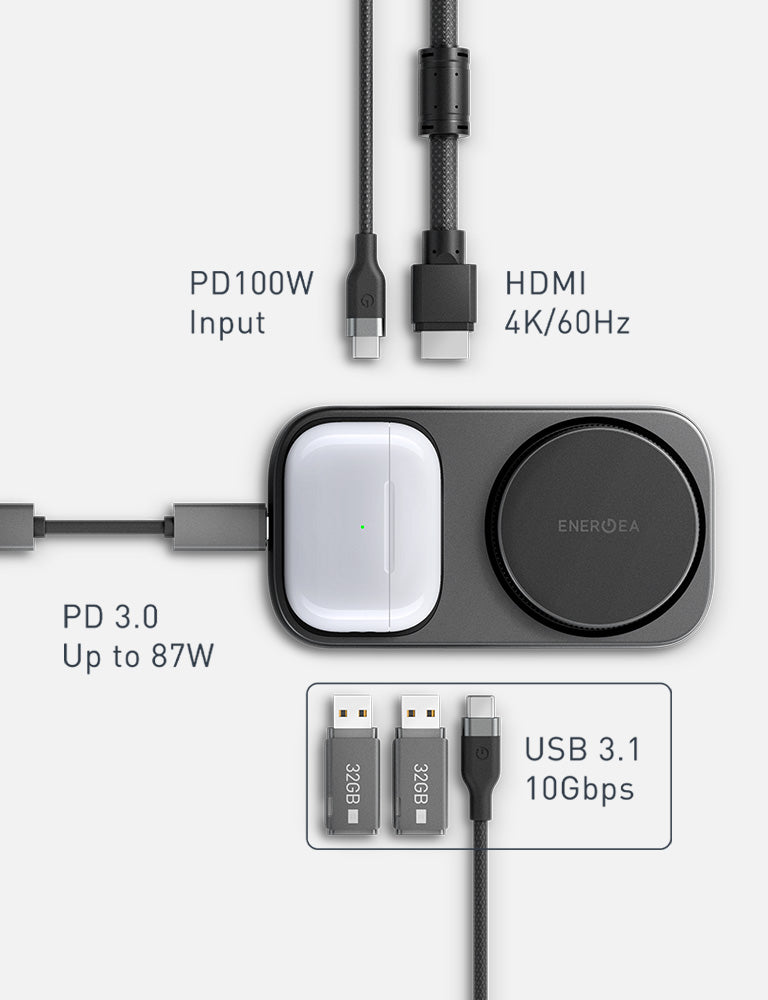 Energea WiDock Plus dock USB-C Gunmetal 7 in 1