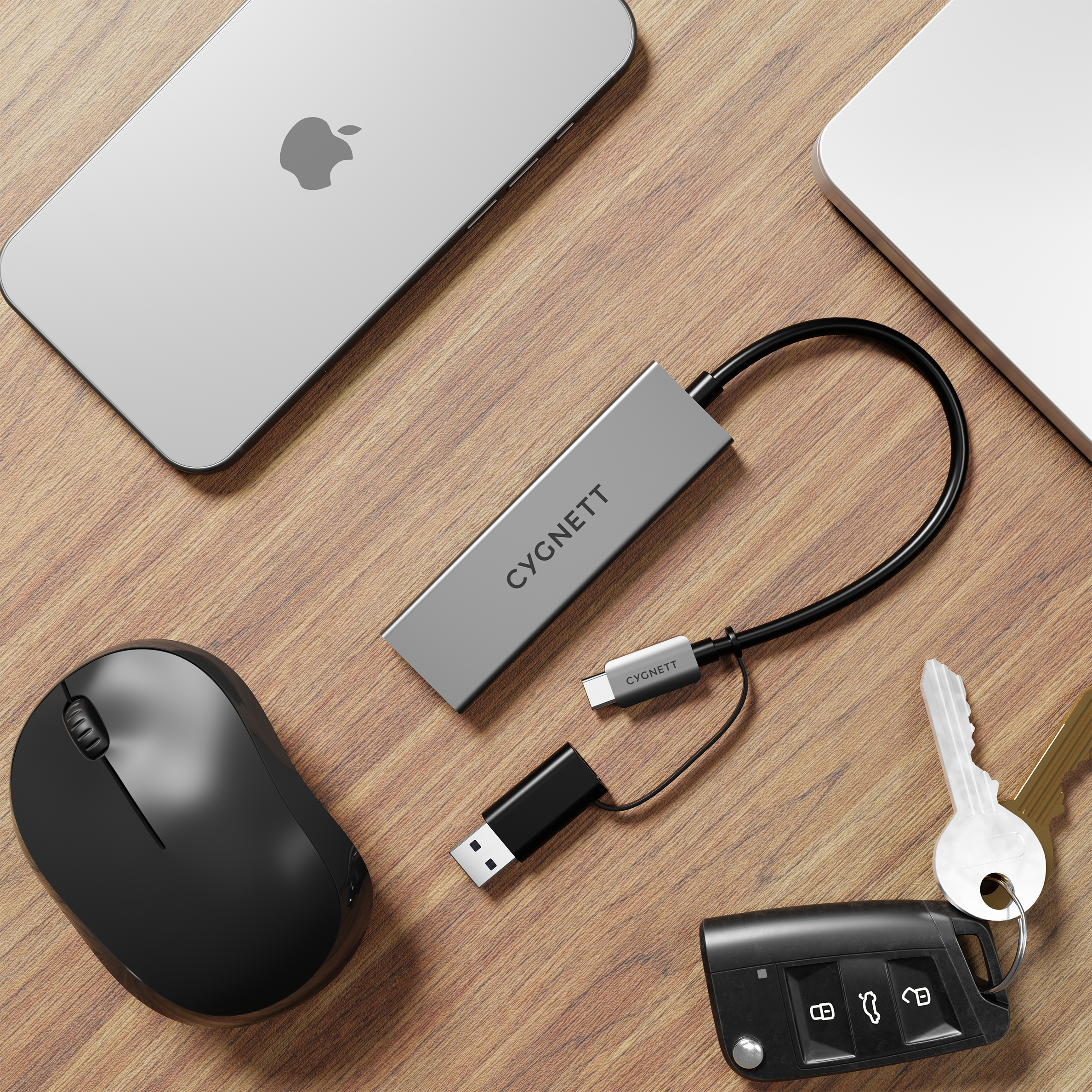 Cygnett Hub USB-C 4-in-1 Hub 4 Porte USB-C Alluminio