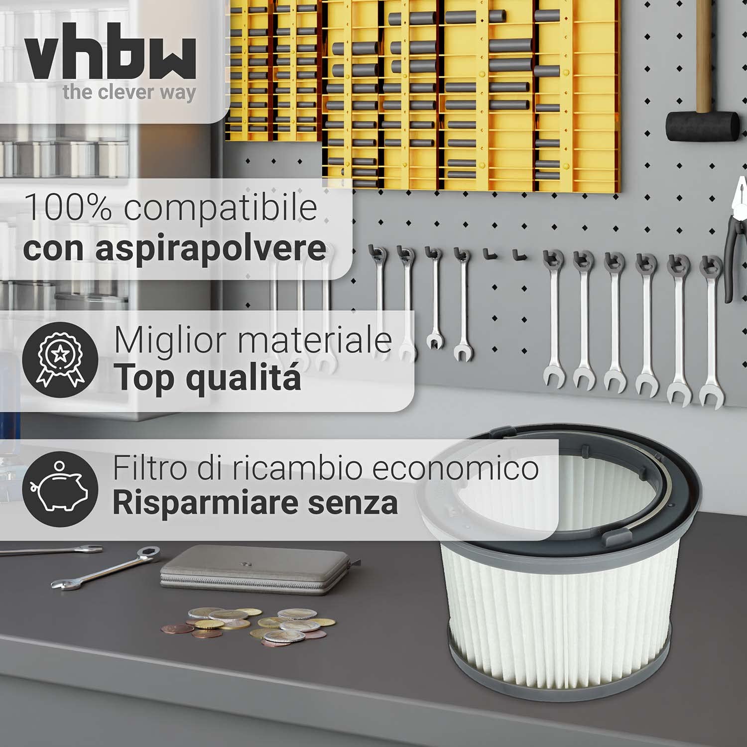 vhbw Filtro a pieghe per Black Decker Dustbuster Pivot