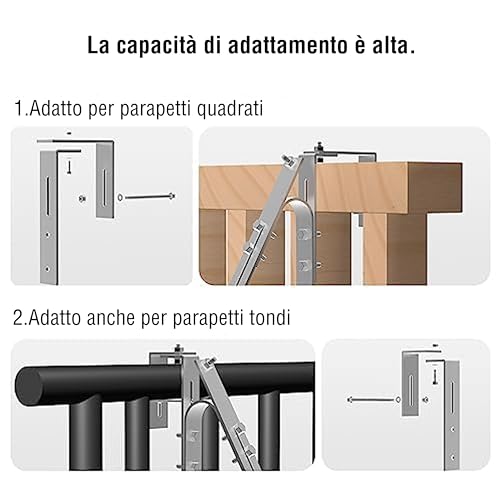 Leicke Supporto pannello solare balcone alluminio lungo