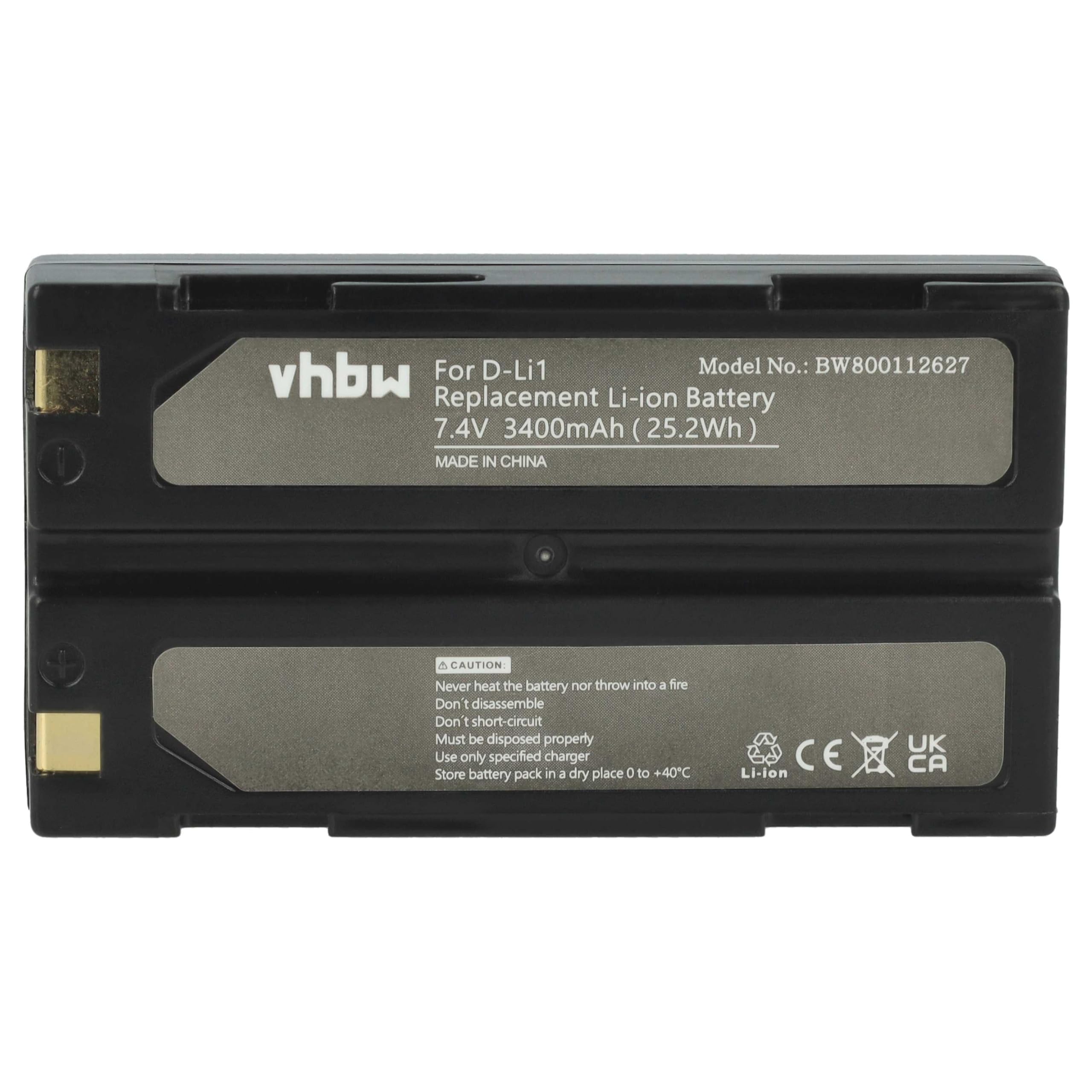 vhbw D-Li1 batteria fotocamera 3400mAh 7,4V