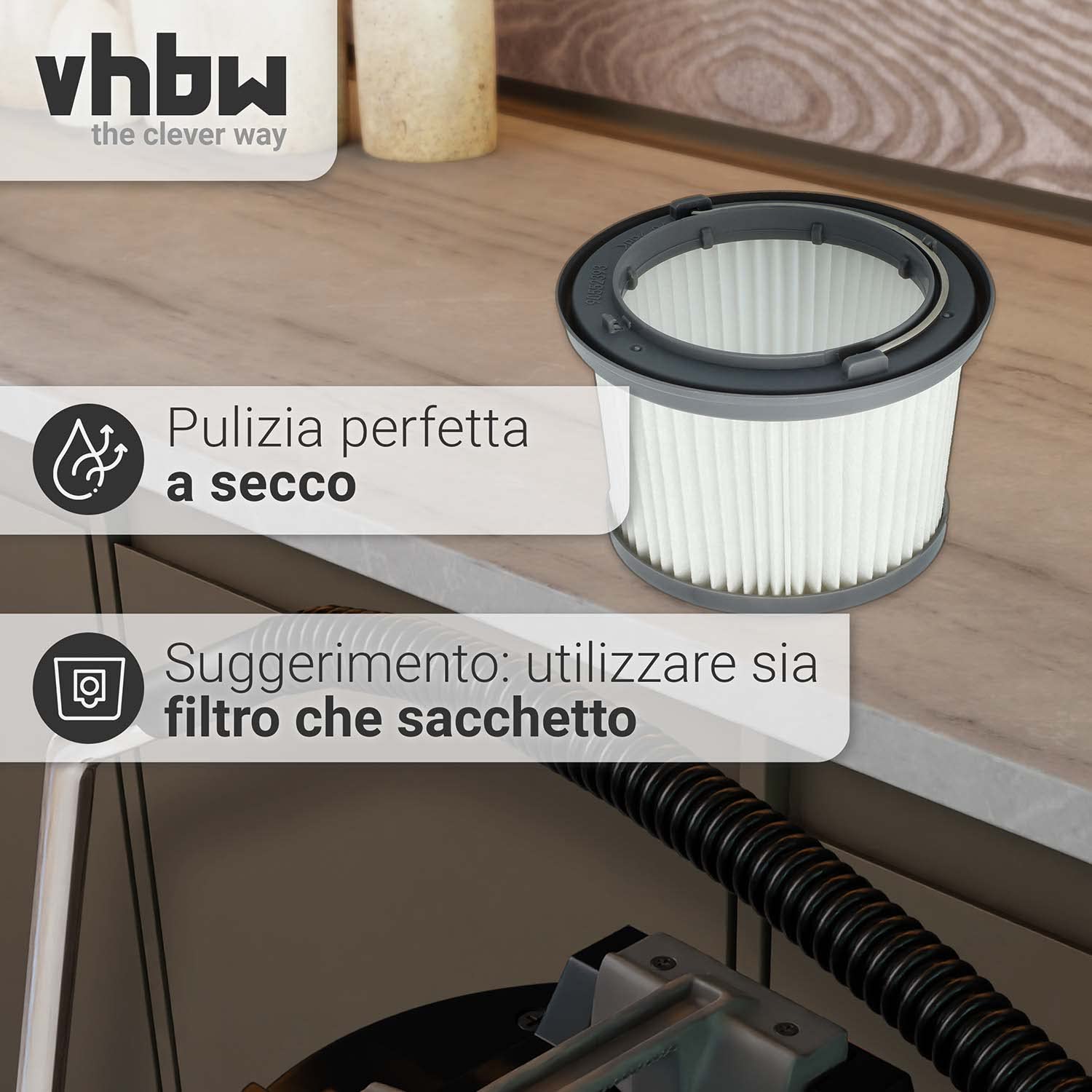 vhbw Filtro a pieghe per Black Decker Dustbuster Pivot