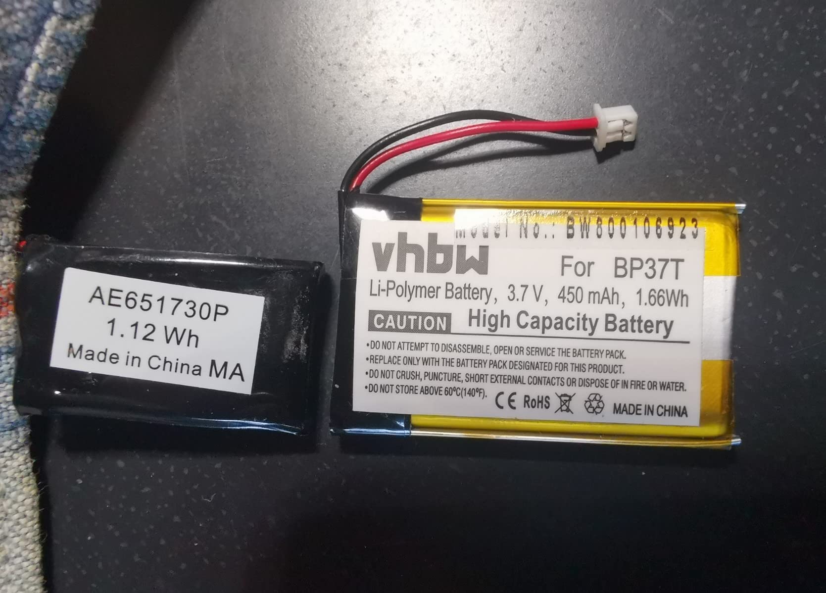 vhbw BP37T batteria collare cani 450mAh Li-Poly