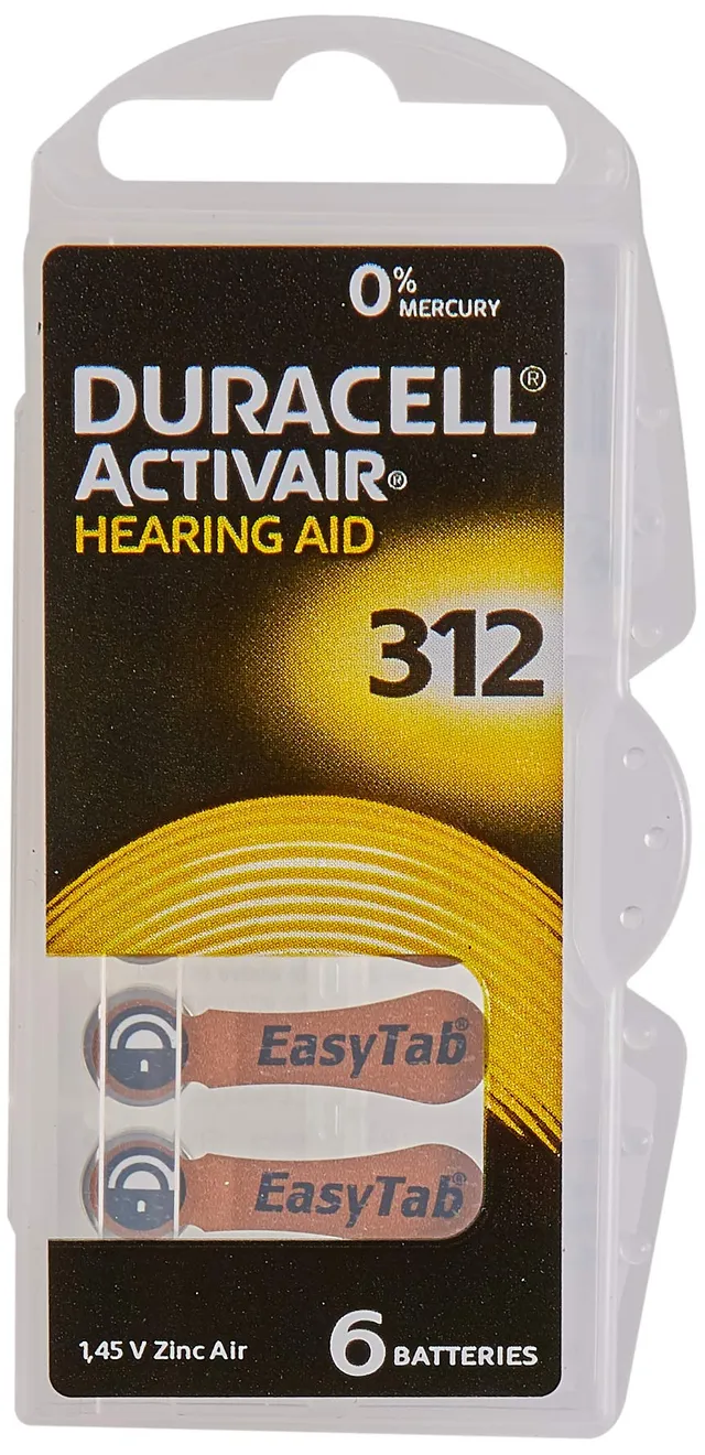 Duracell Easytab 312 Batterie Apparecchi Acustici 60 Pezzi Zinco-Aria